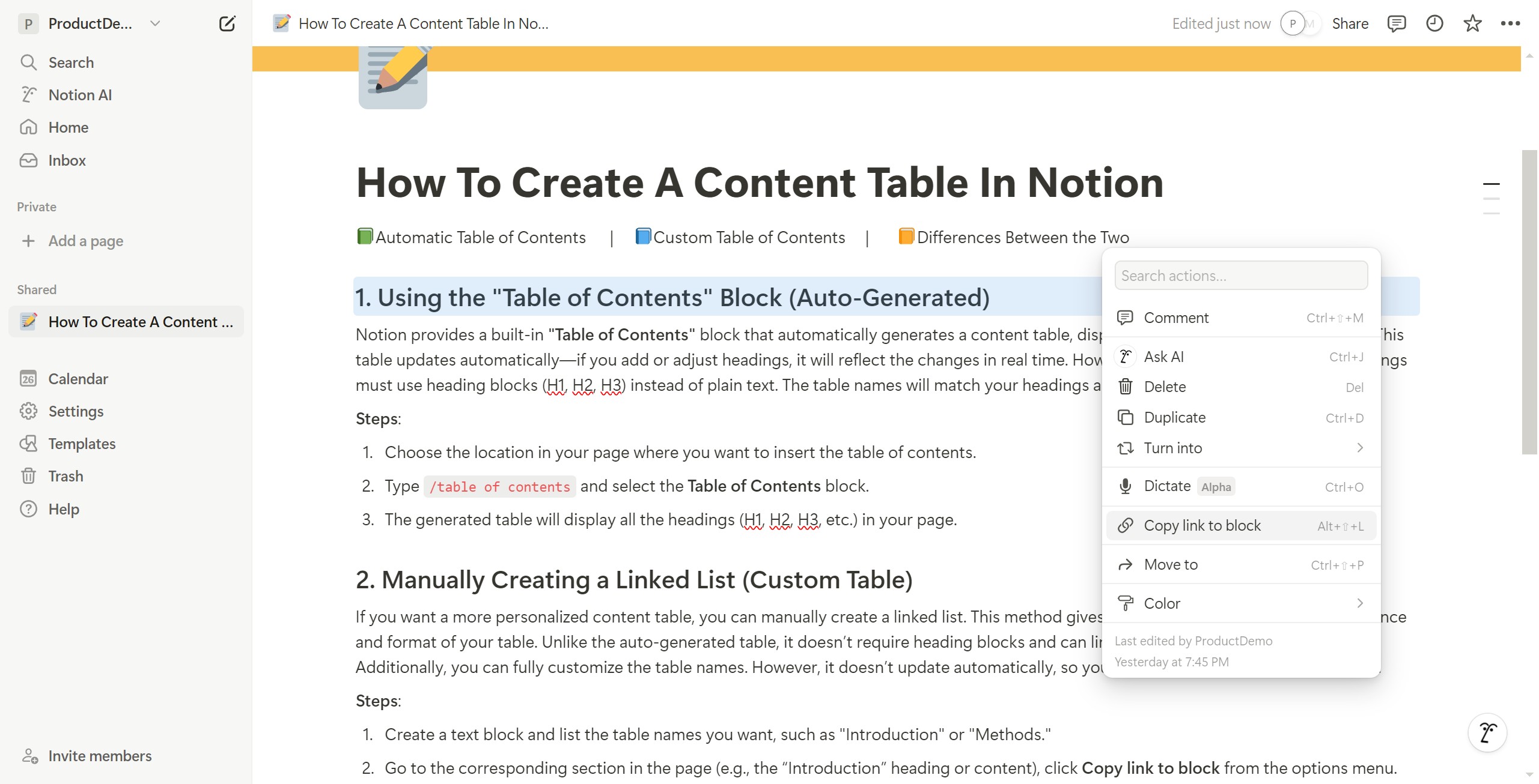 <p>Click Copy link to block</p>