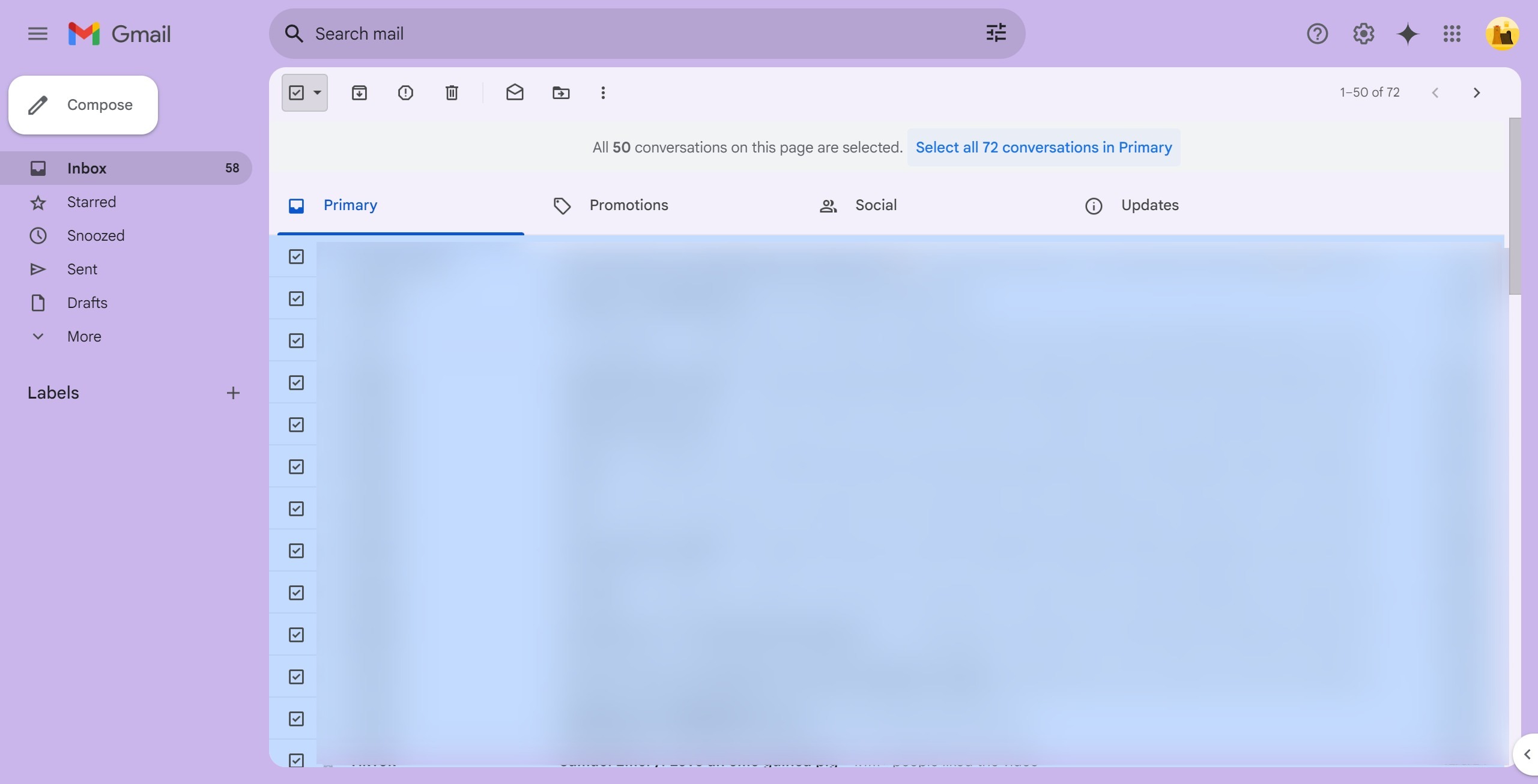 <p>Remember to click this to select all emails, otherwise only the emails on the current page will be selected.</p>