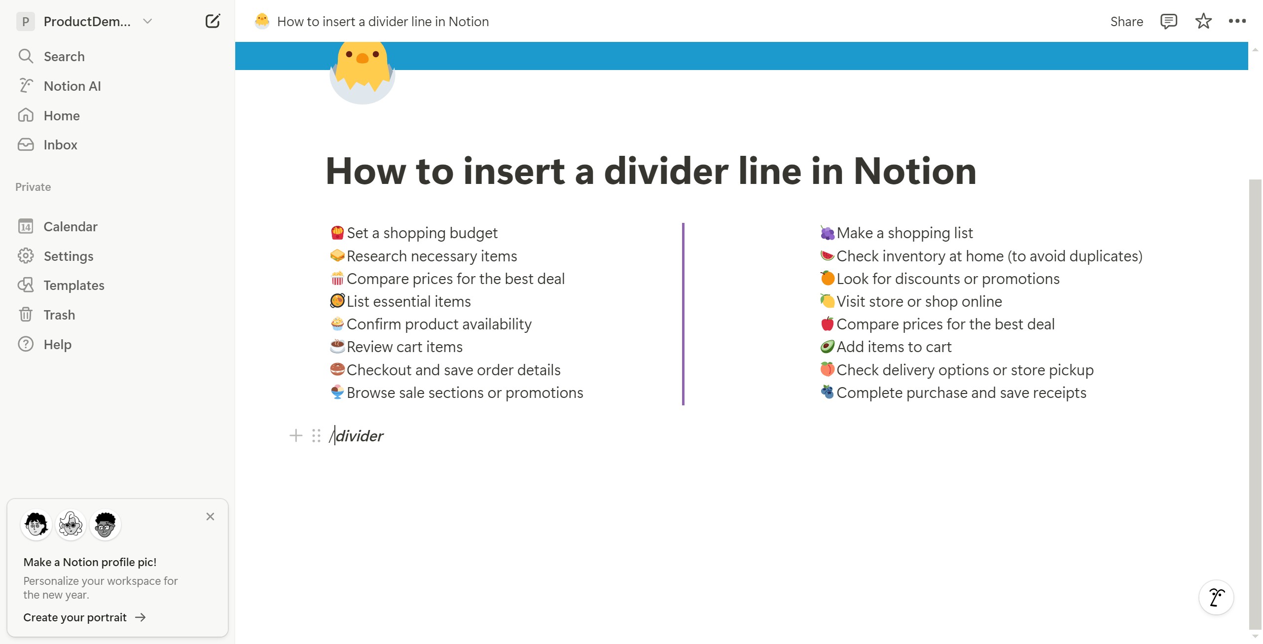 <p>Click divider</p>