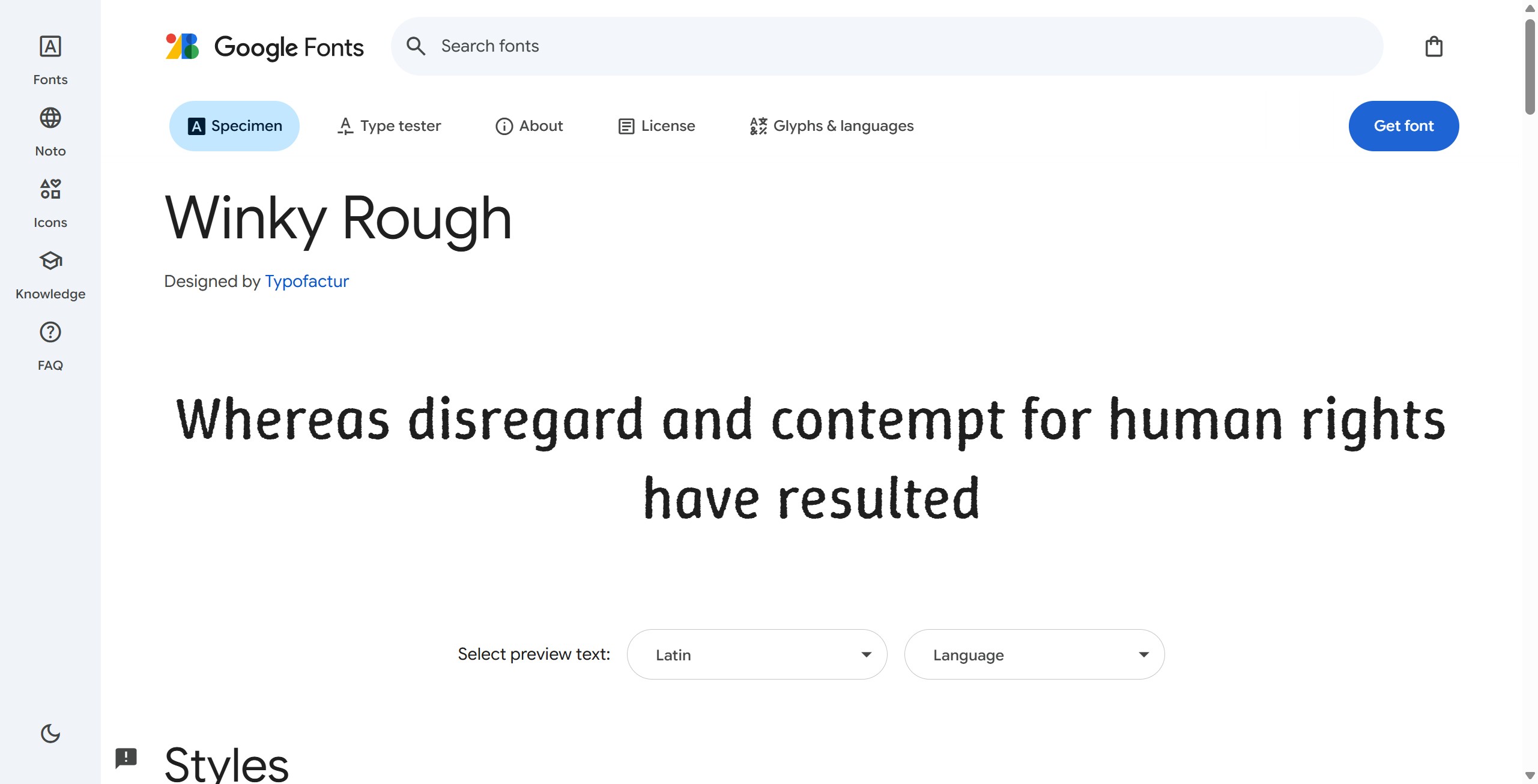 <p>Click Get font.</p>