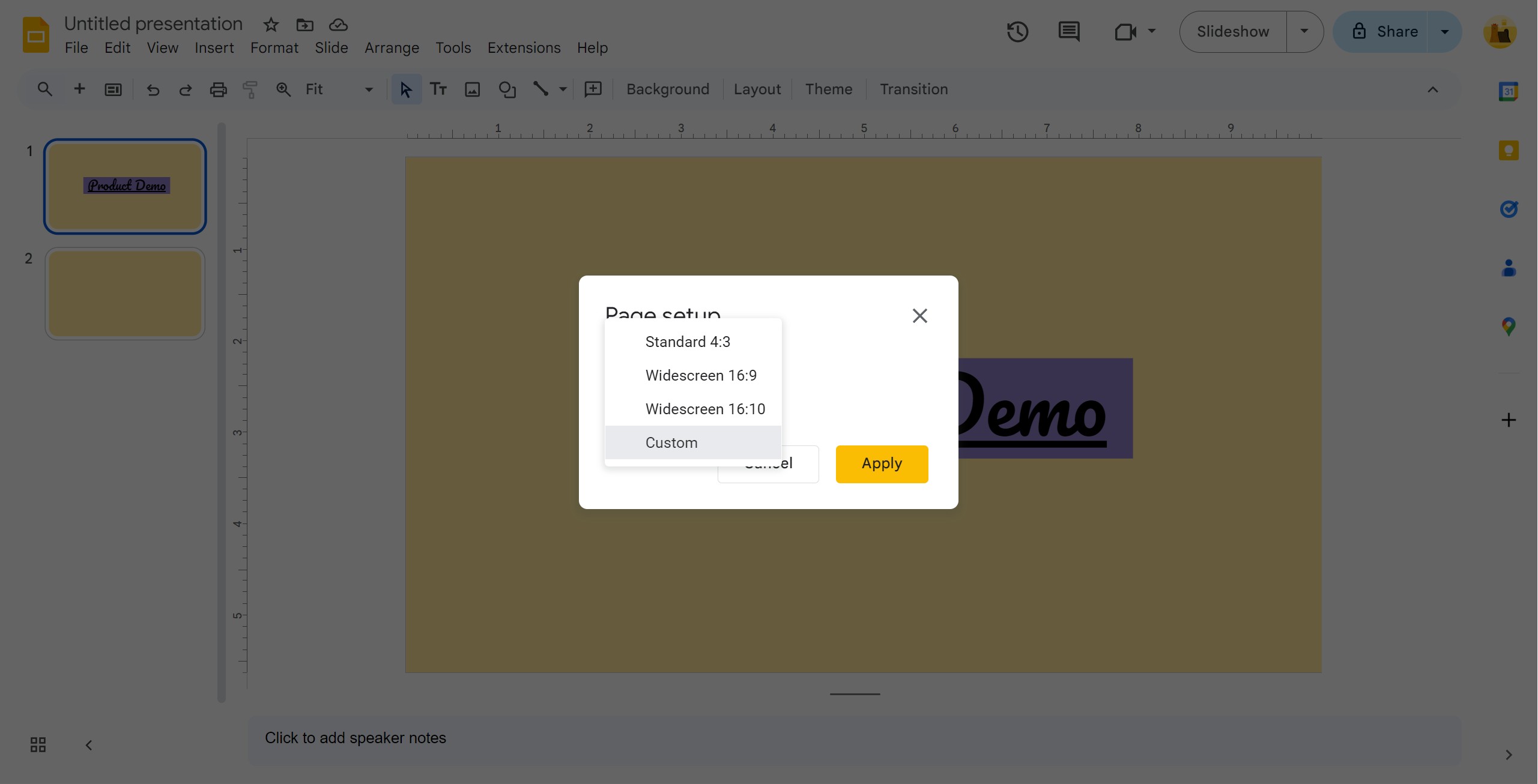 <p>Click Custom</p>