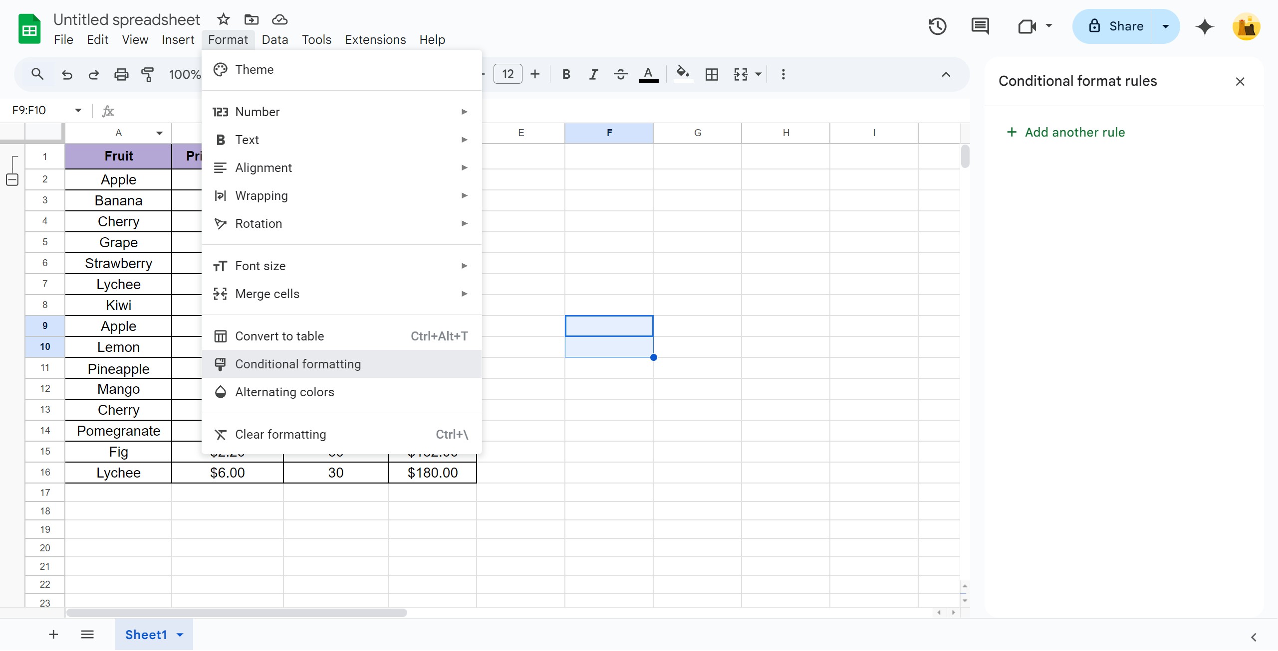 <p>Click Conditional formatting.</p>