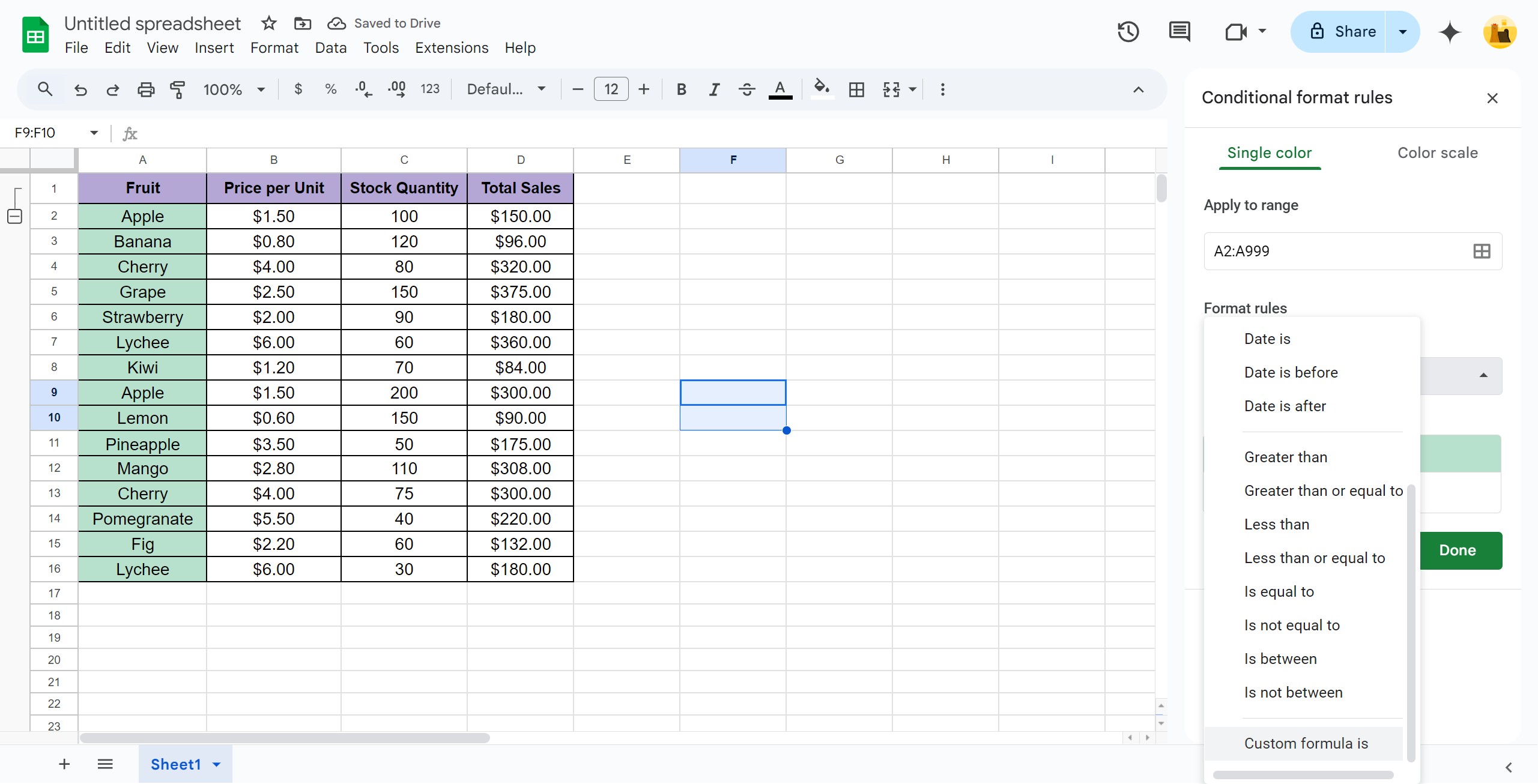 <p>Click Custom formula is.</p>