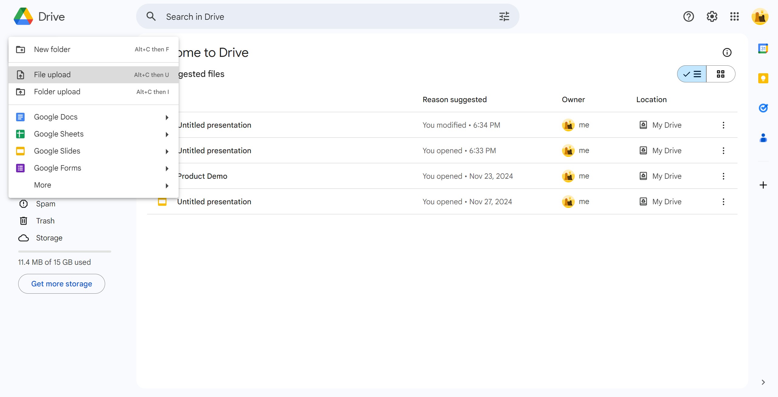 <p>Click File upload.</p>