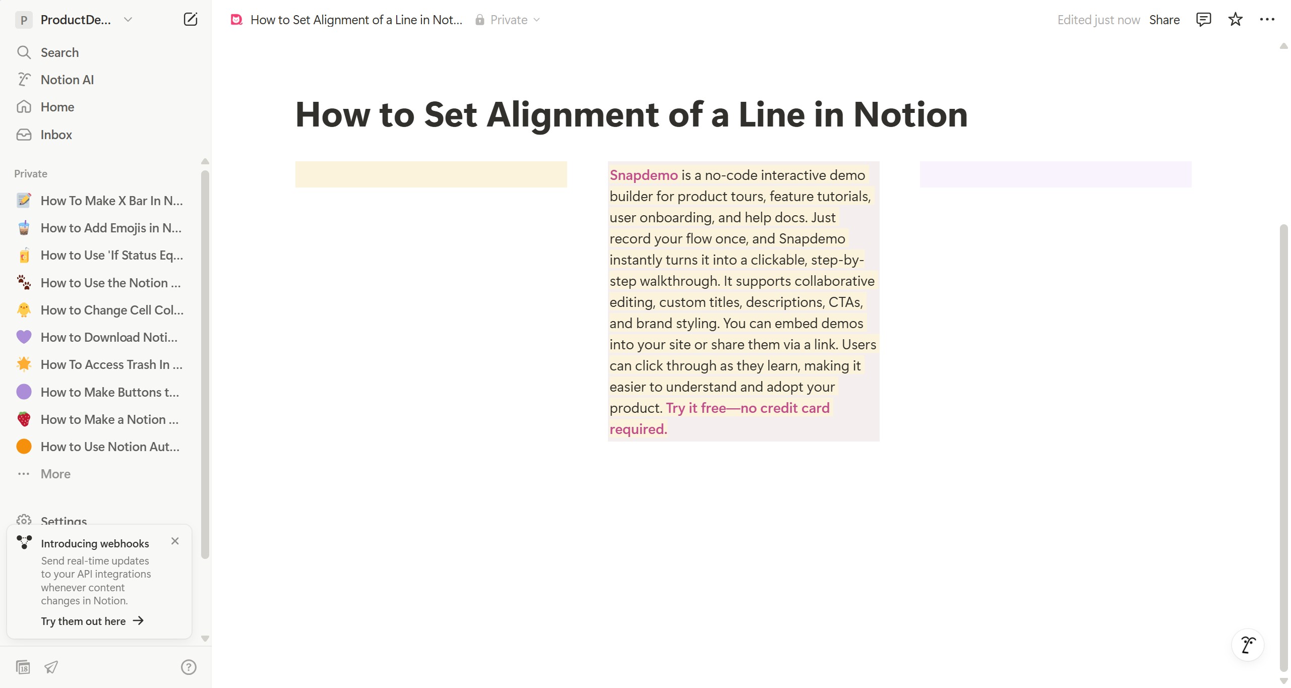 <p>Enter text in the middle column.</p>