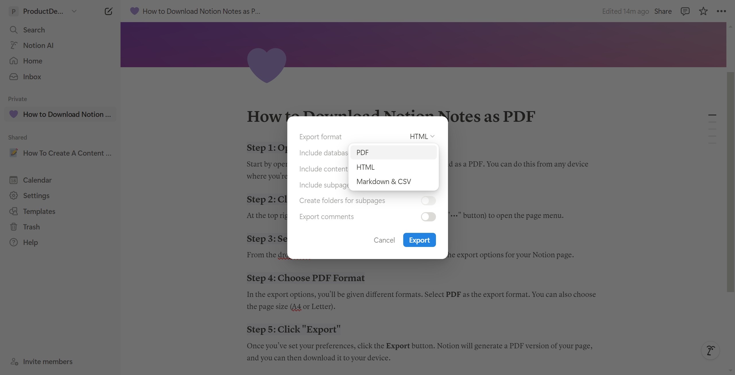 <p>Click PDF.</p>
