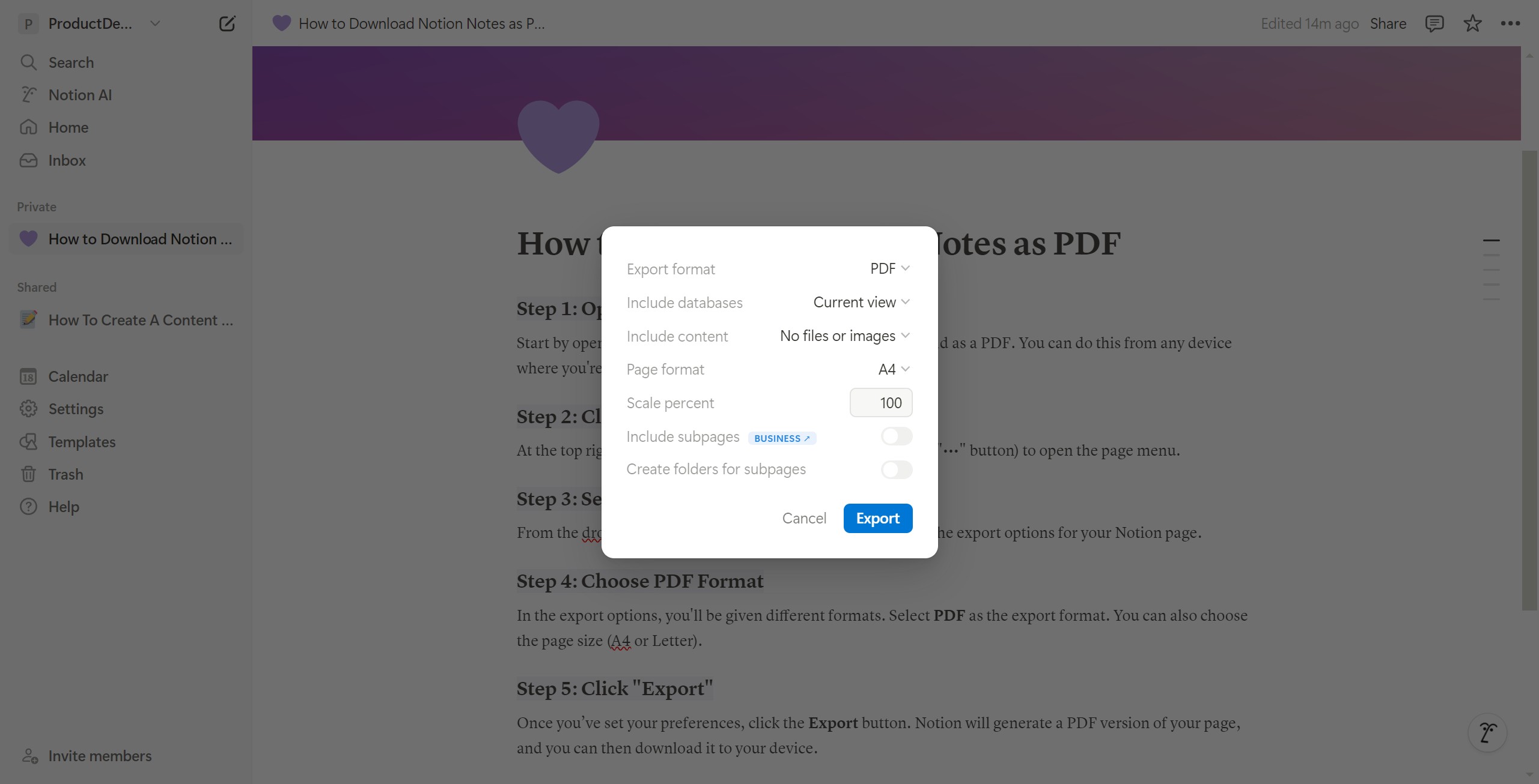 <p>Once done, click Export.</p>