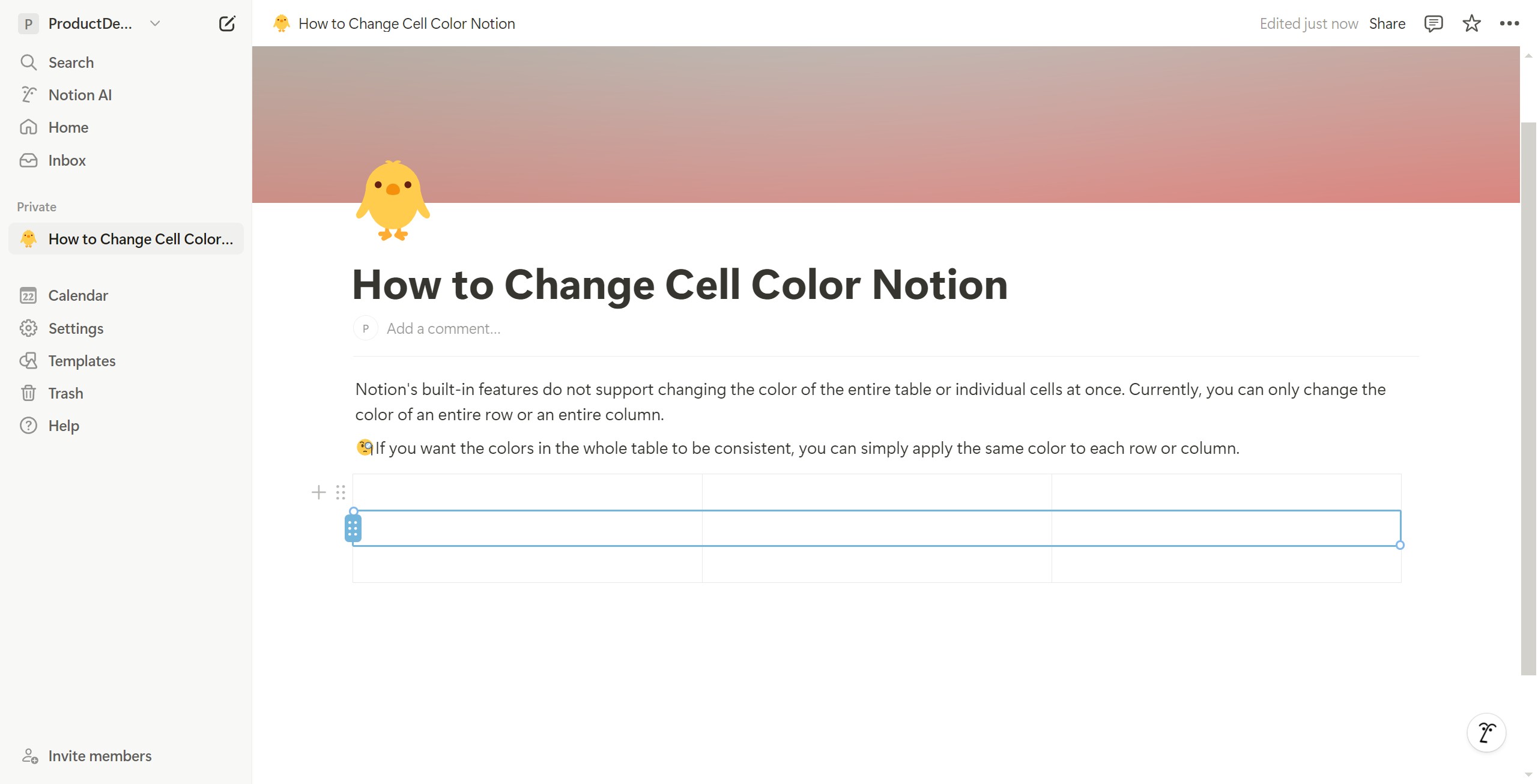 <p>Click here to change the row color.</p>