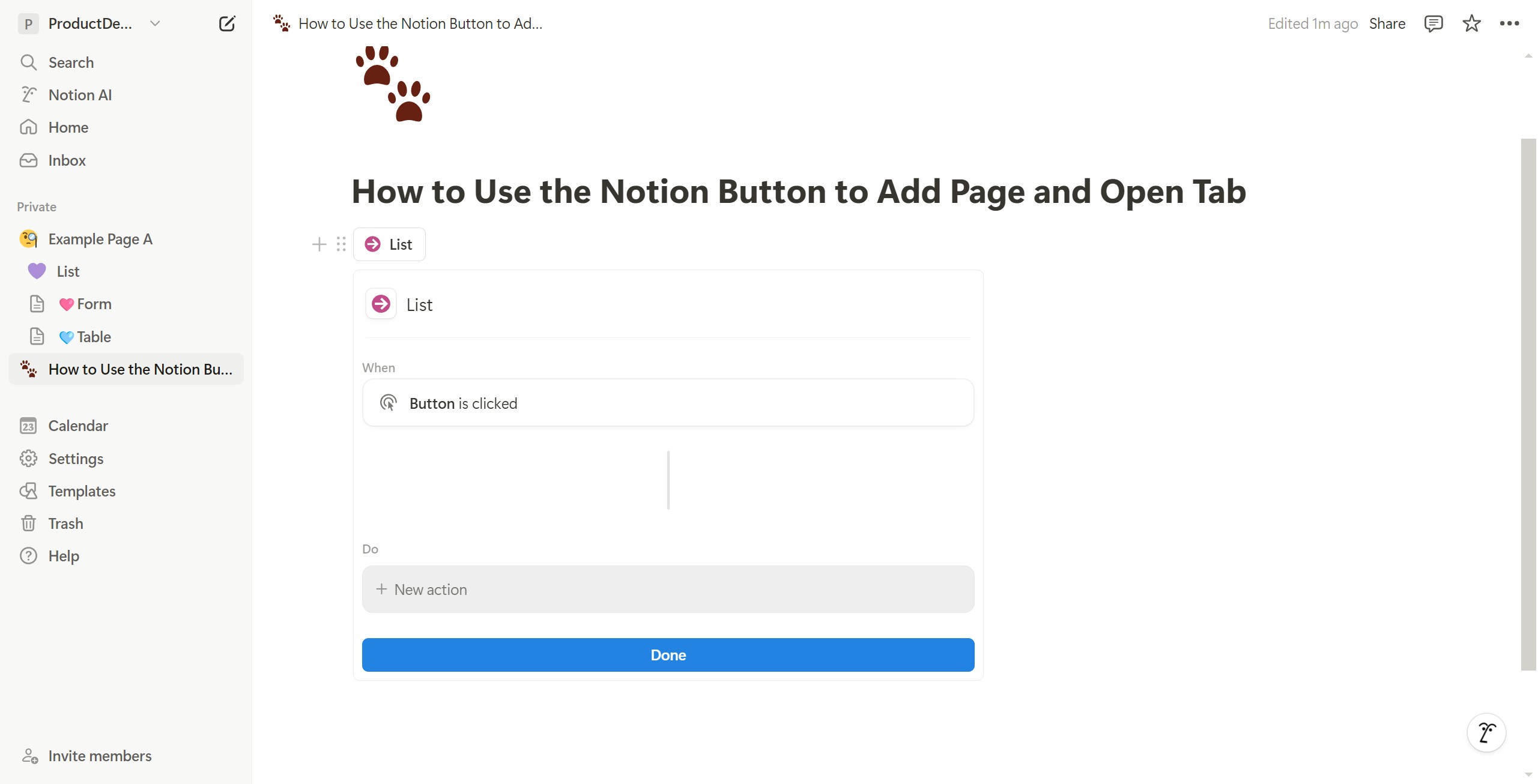 <p>Click New action.</p>