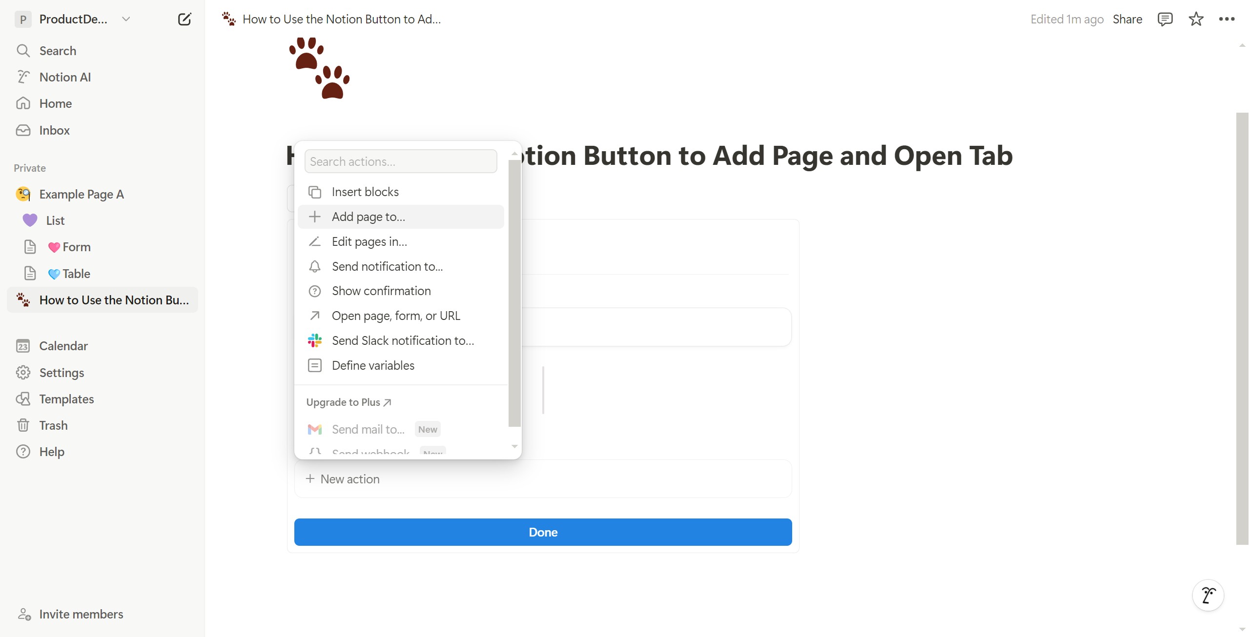 <p>Click Add page to…</p>