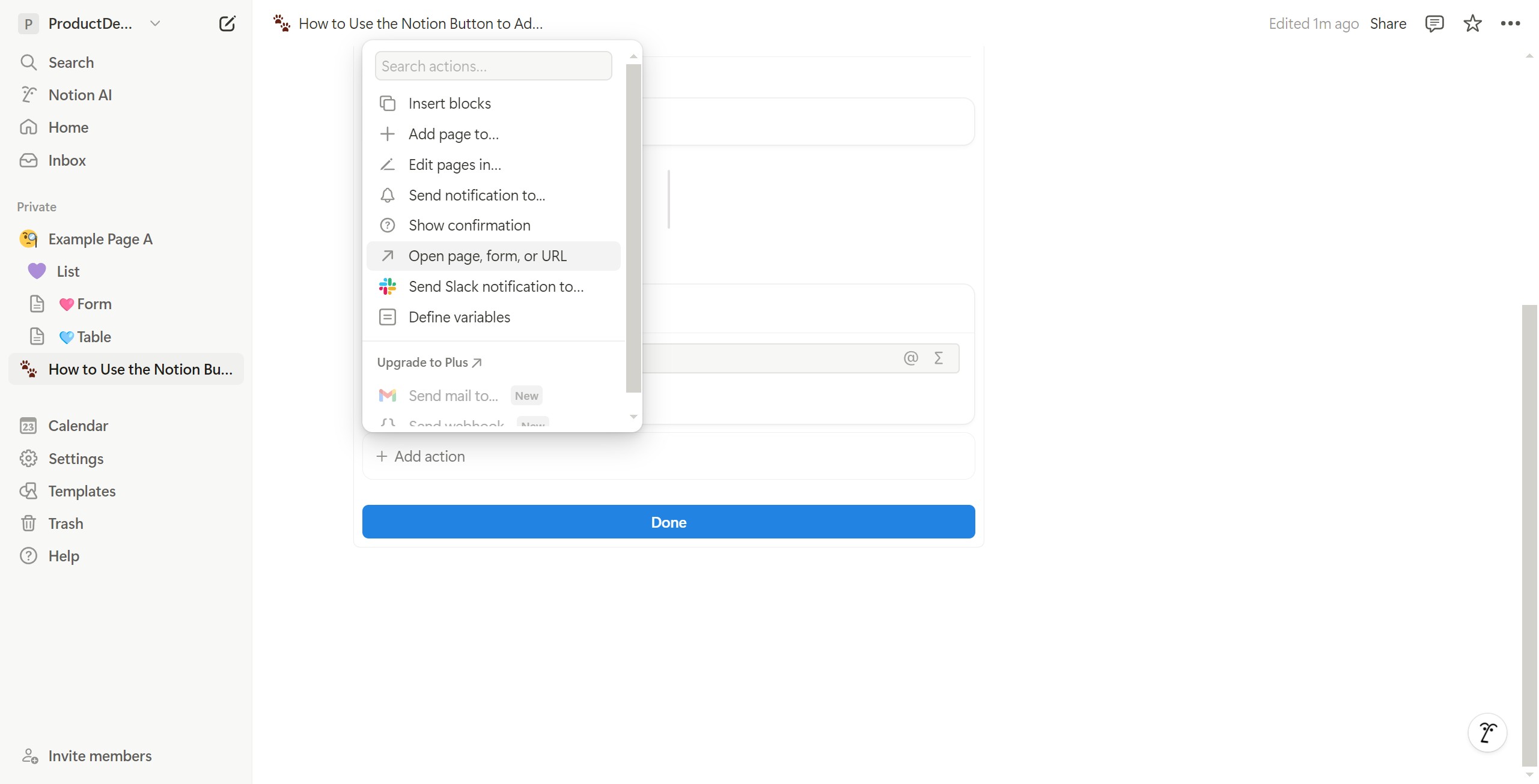 <p>Click Open page, form, or URL.</p>