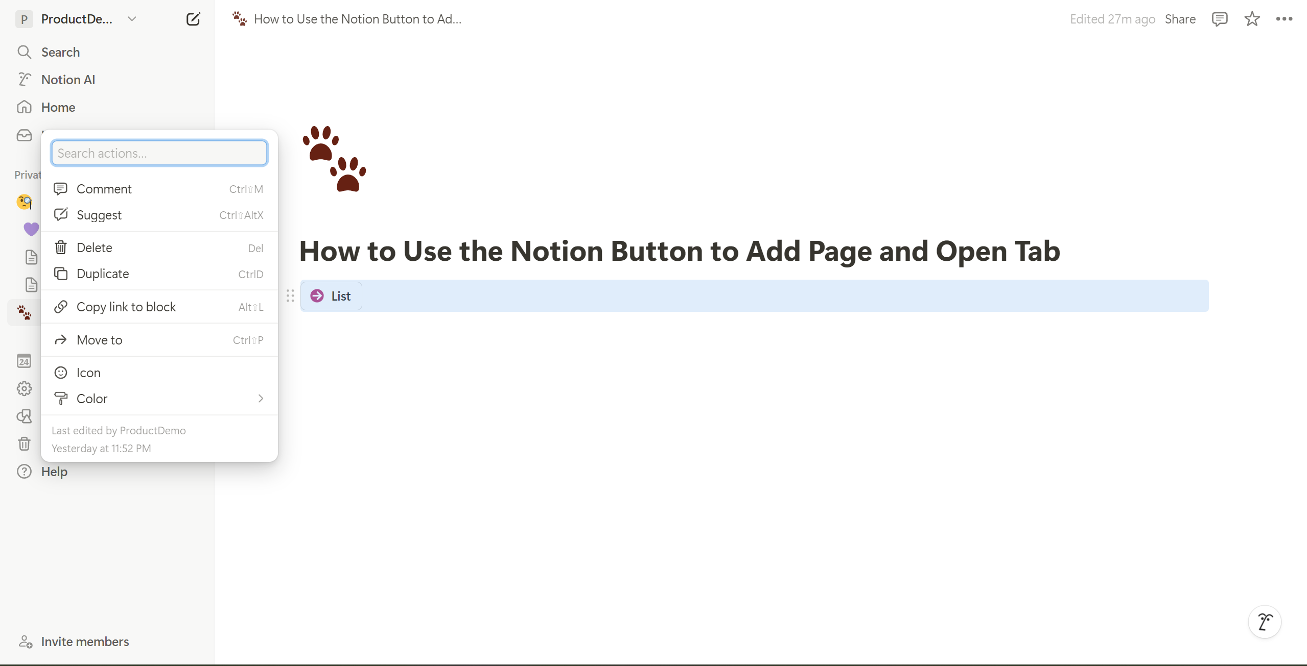 <p>Click here to delete the button.</p>