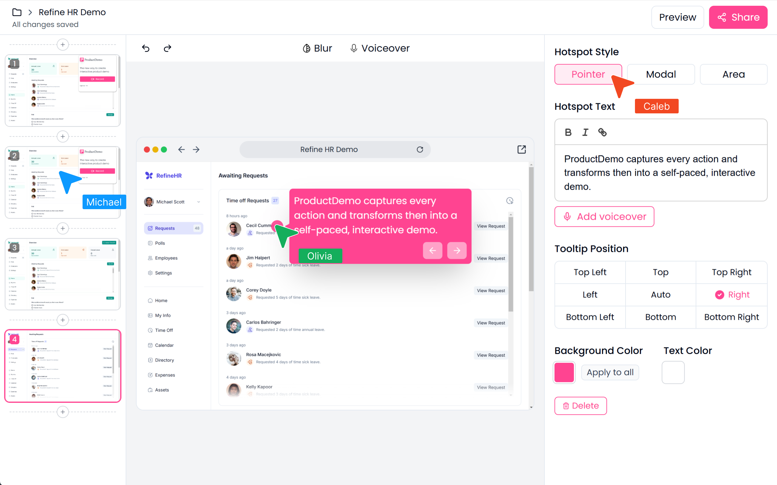 <p>Design and refine demos with your team, in one shared file.</p>