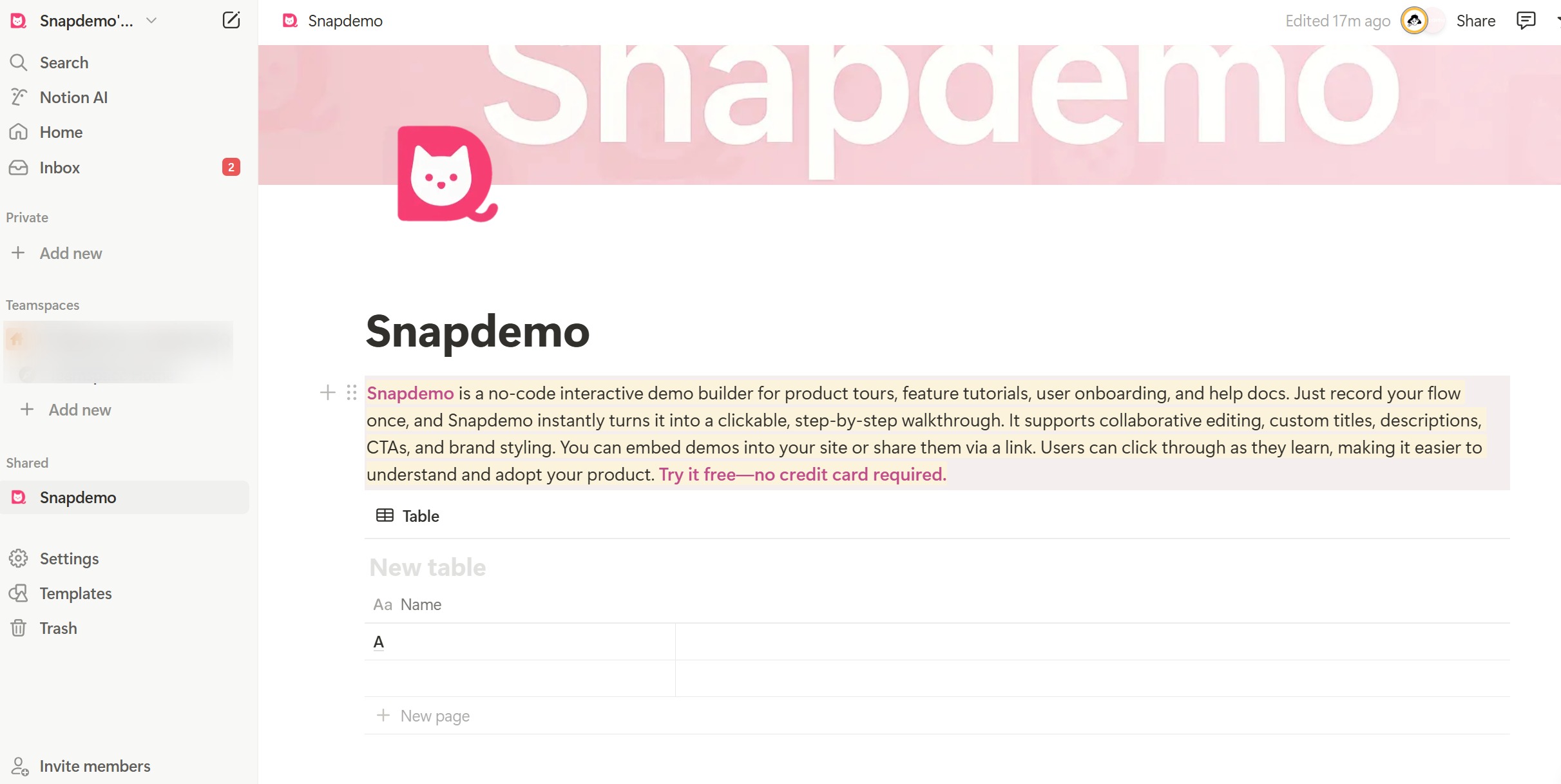 <p>After opening it, the page will appear under the shared workspace.</p>