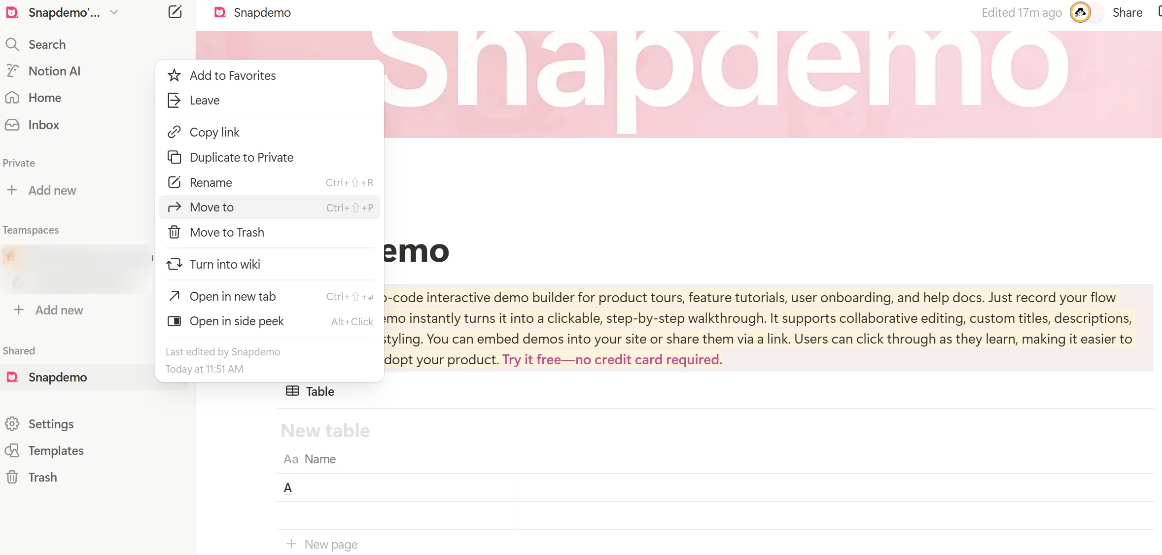 <p>To move it to your private space, right-click and select move to.</p>