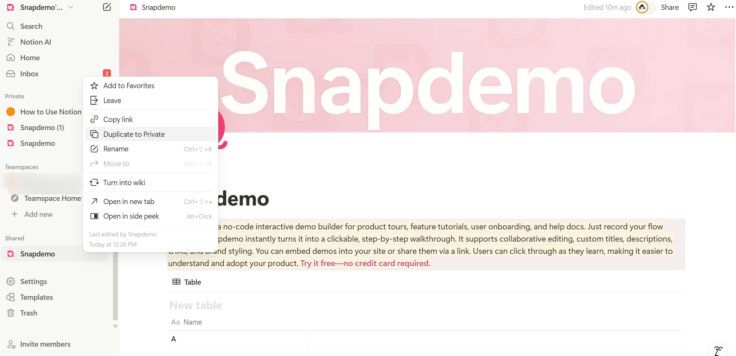 <p>To move or copy the page content to your private page, right-click the page and select this.</p>