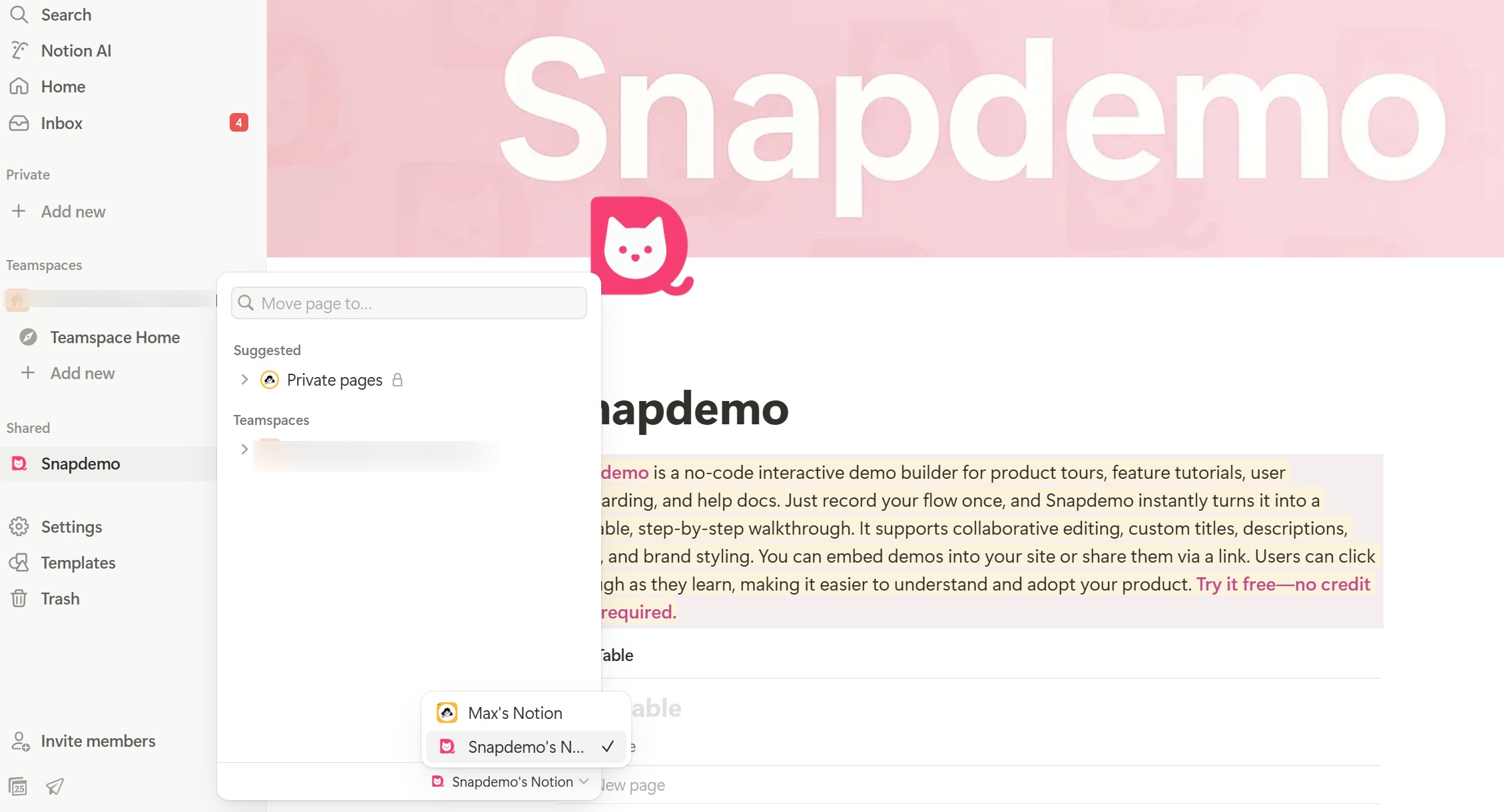 <p>Remember to switch to the new account’s workspace under this section.</p>