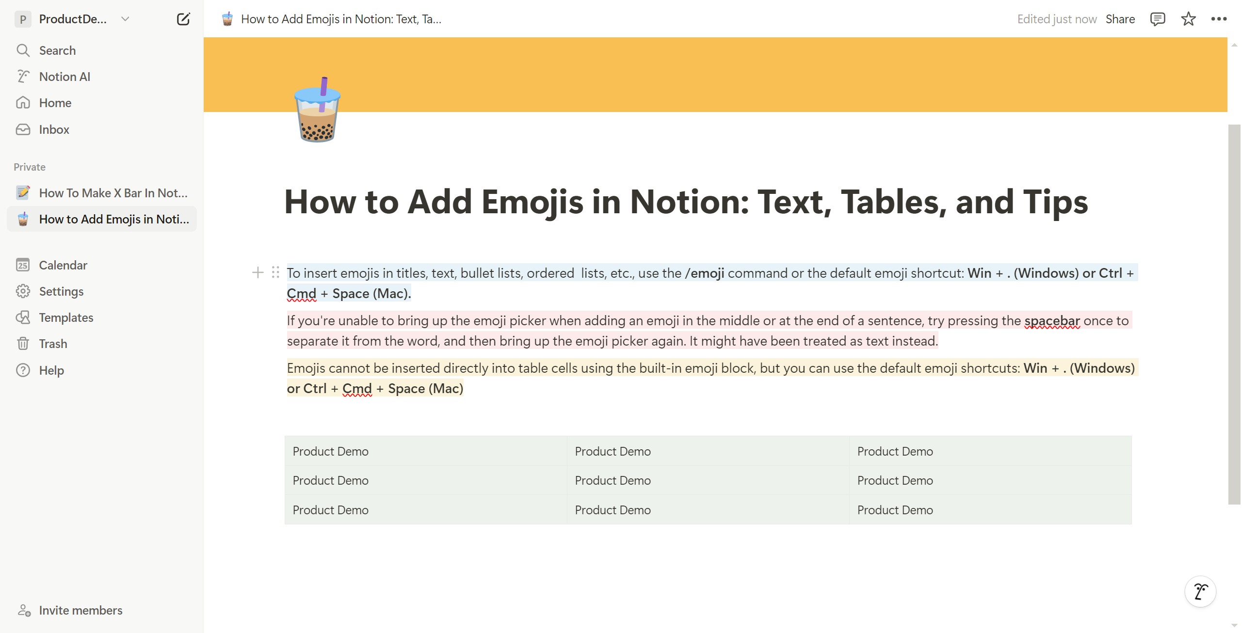 <p>Click the location where you want to insert the emoji, then type: /emoji.</p>