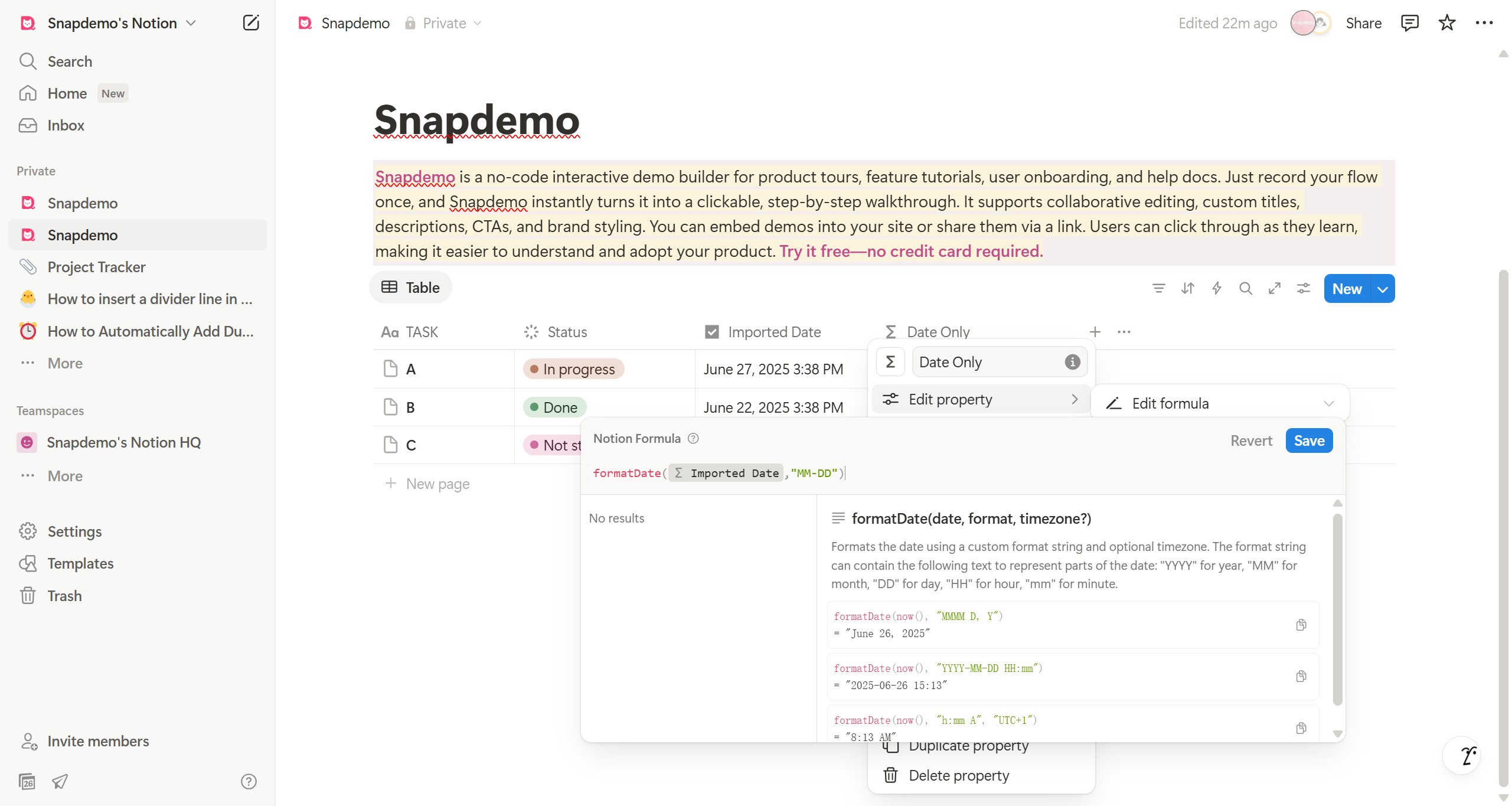 <p>Click "formatDate(
Imported Date,"MM-DD")
"</p>
