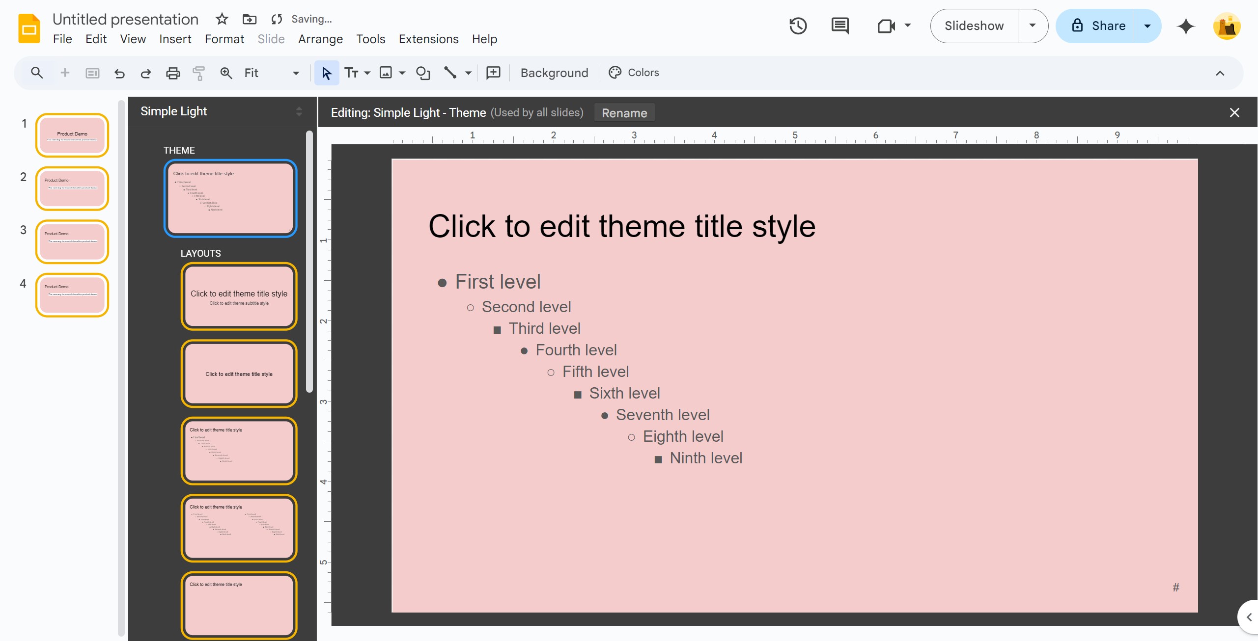 <p>Click THEME.</p>