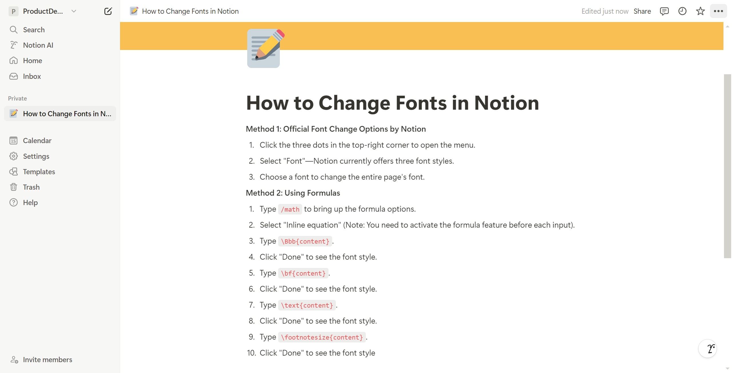 <p>Method 1: Official Font Change Options by Notion</p>