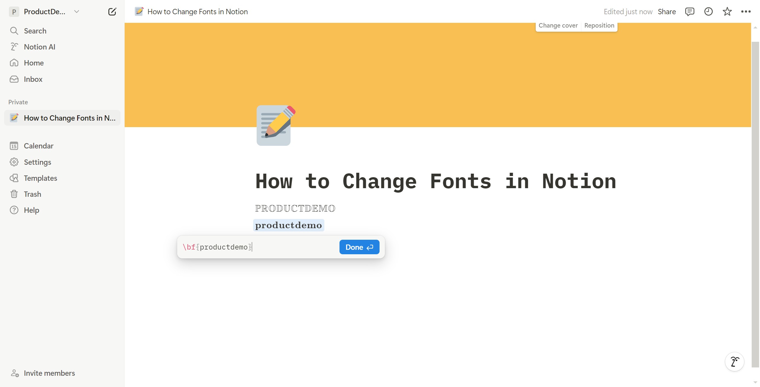 <p>Second font formula: Type <strong><em>\bf{content}</em></strong>, click Done, and you’ll see the style take effect</p>