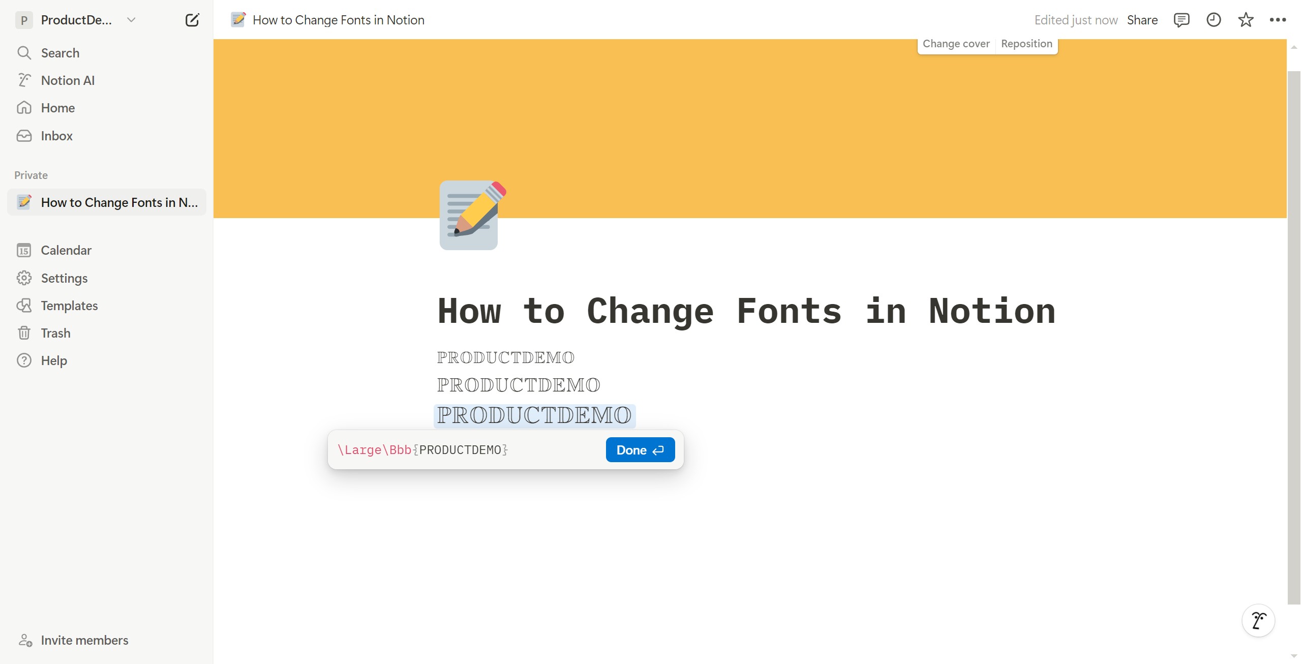 <p>Even larger: Add <code>\Large</code> to the original formula, click Done, and you’ll see it has become larger</p>
