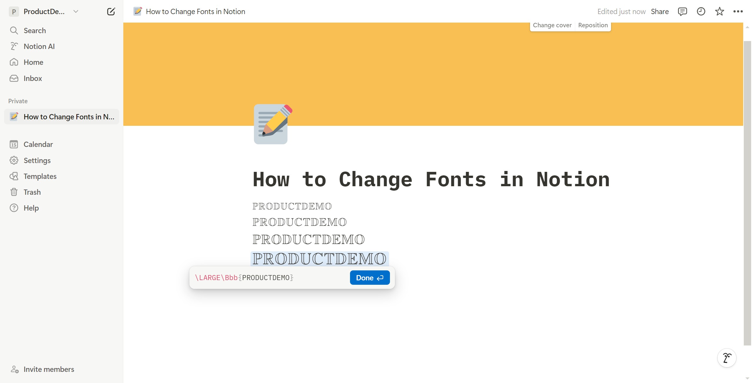 <p>Largest size: Add <code>\LARGE</code> to the original formula, click Done, and it will be at the largest size</p>