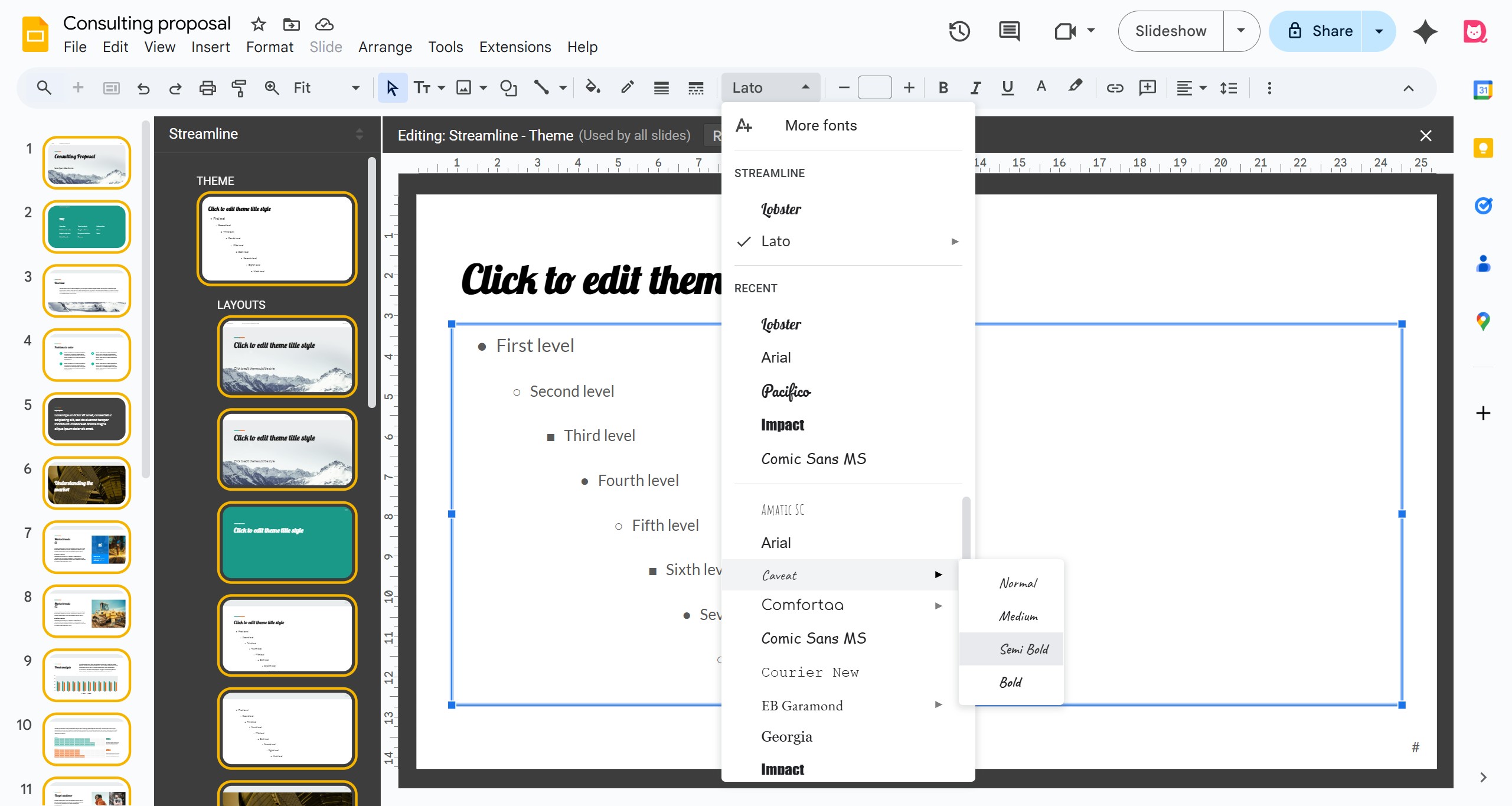 <p>Click Semi Bold</p>