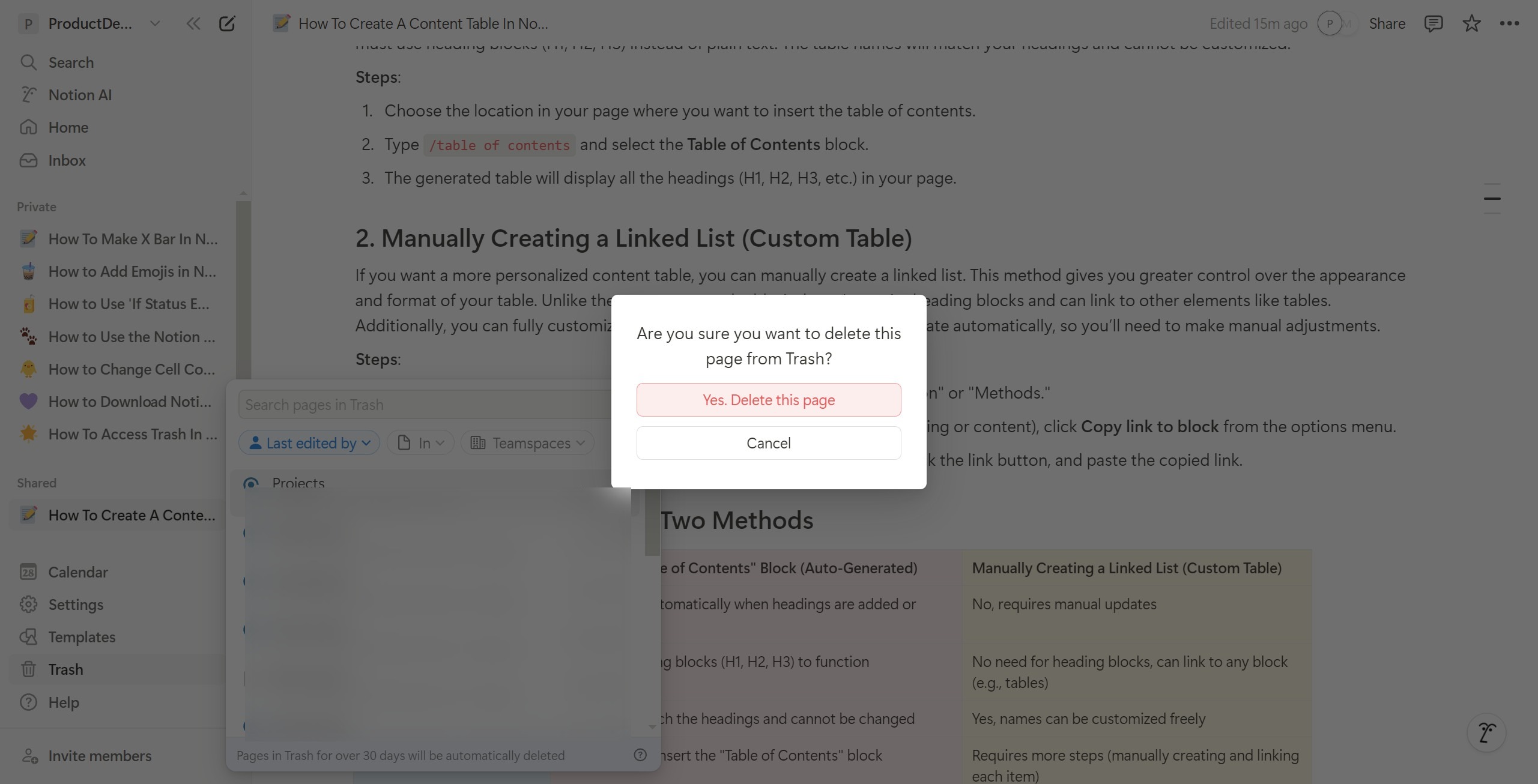 <p>It will ask you again to confirm whether you want to delete it.</p>