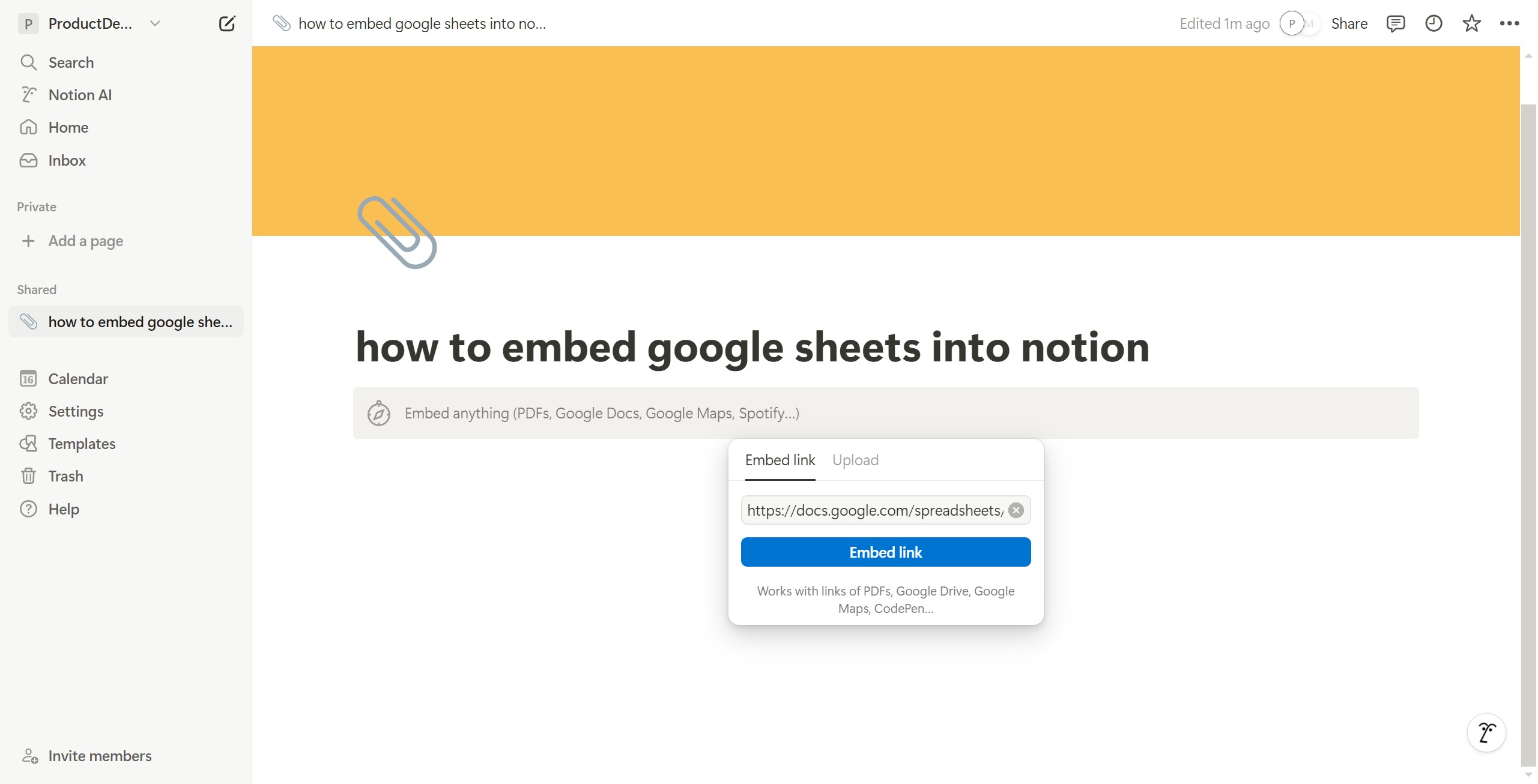 <p>Paste the URL and click &quot;Embed link.&quot;</p>