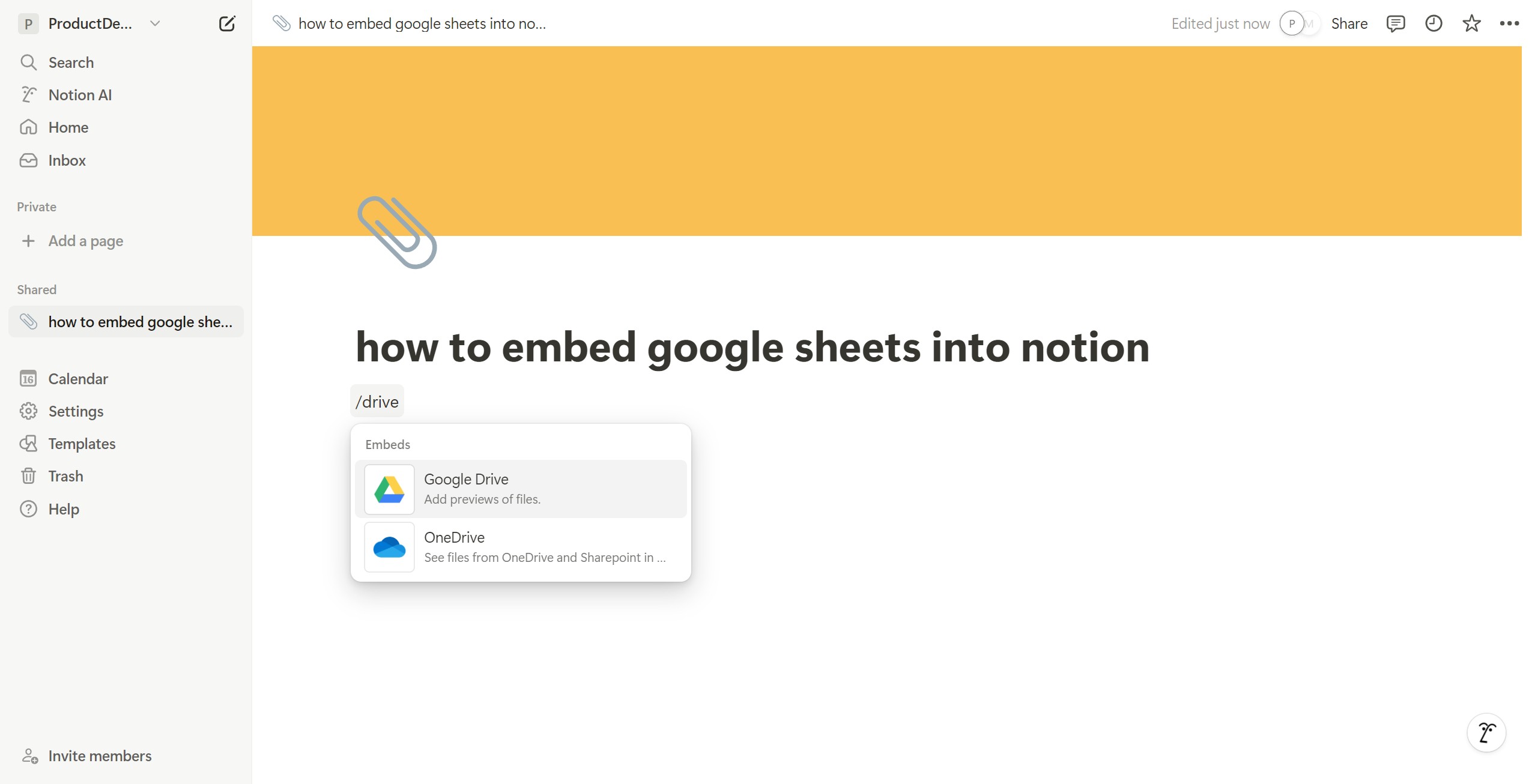 <p>Type <code>/drive</code> to bring up Google Drive.</p>