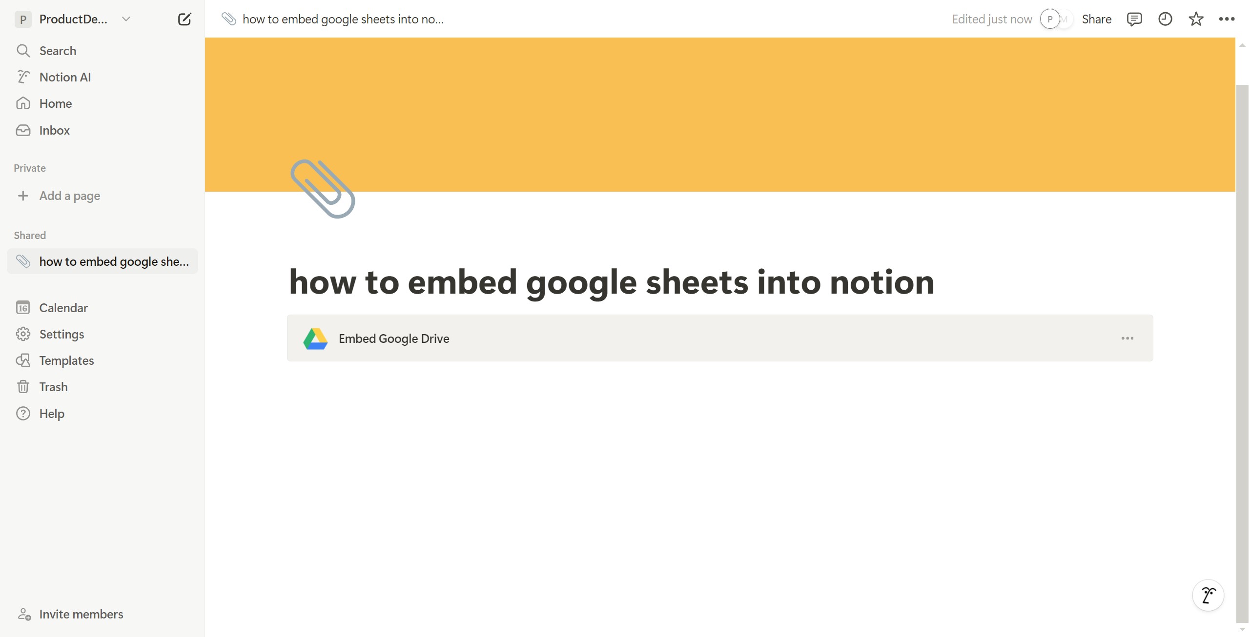 <p>Click Embed Google Drive</p>