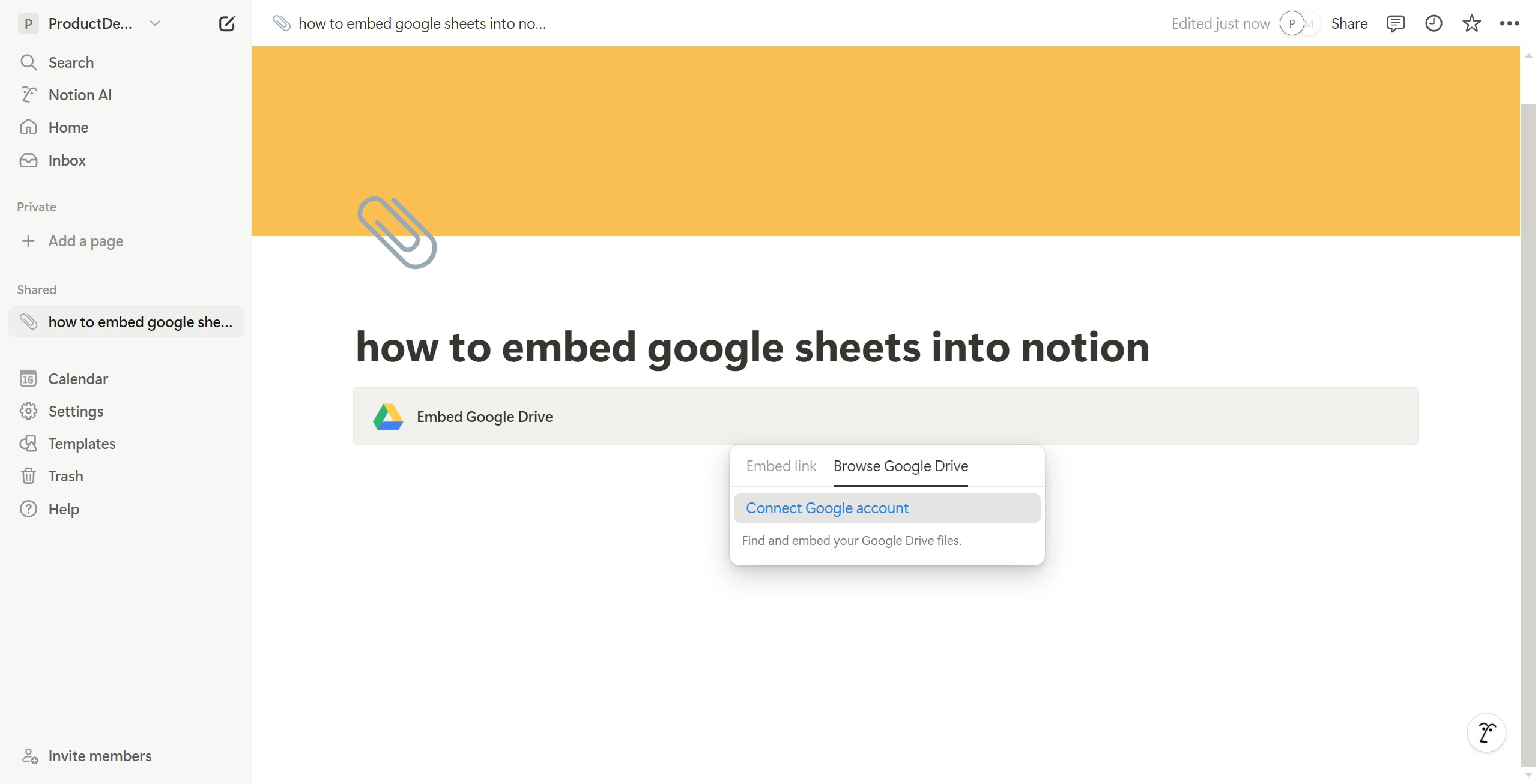 <p>Click Connect Google account</p>