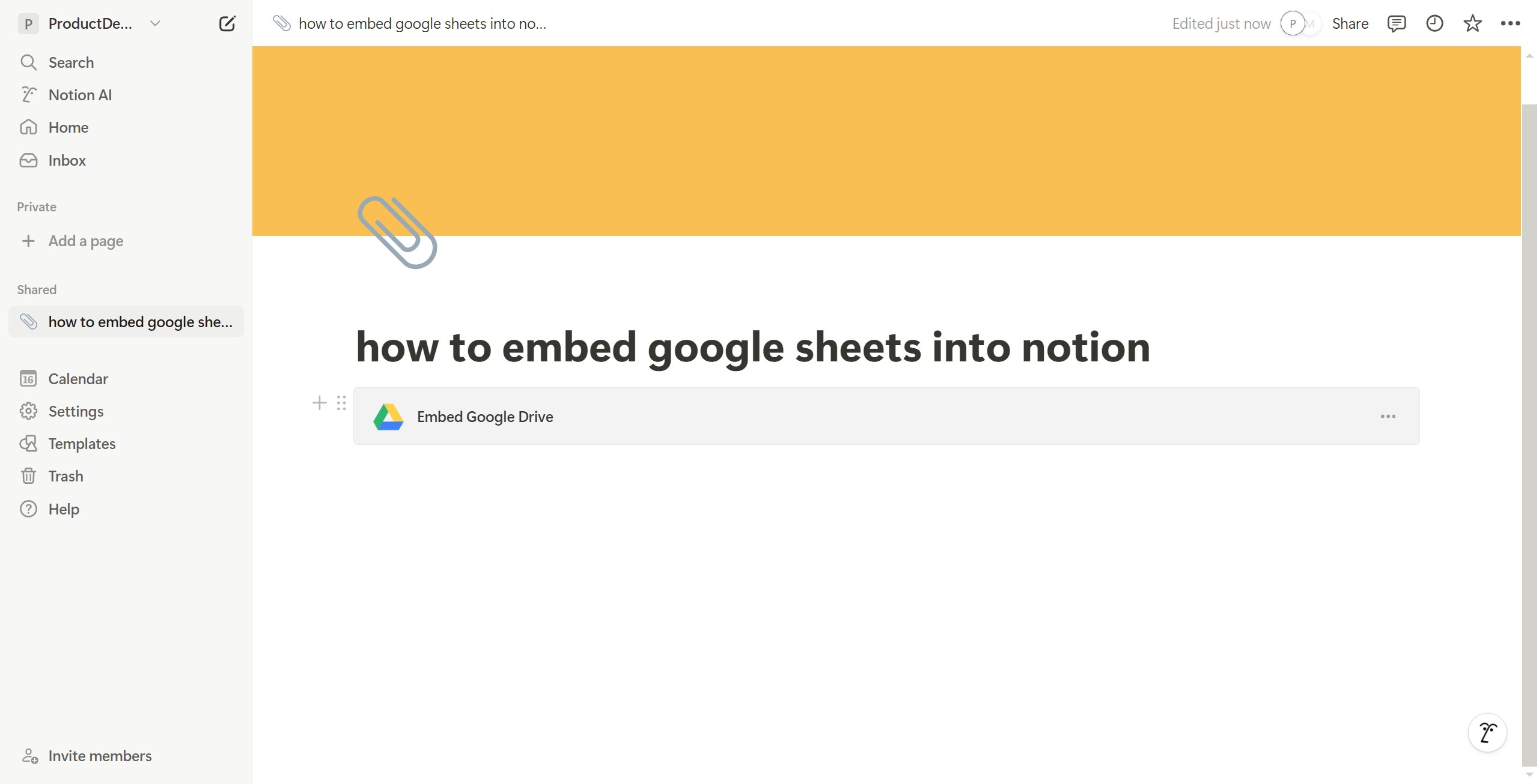 <p>Click Embed Google Drive</p>