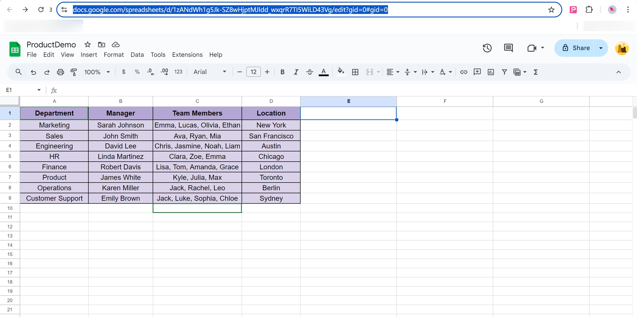 <p>Copy the URL of the target table.</p>