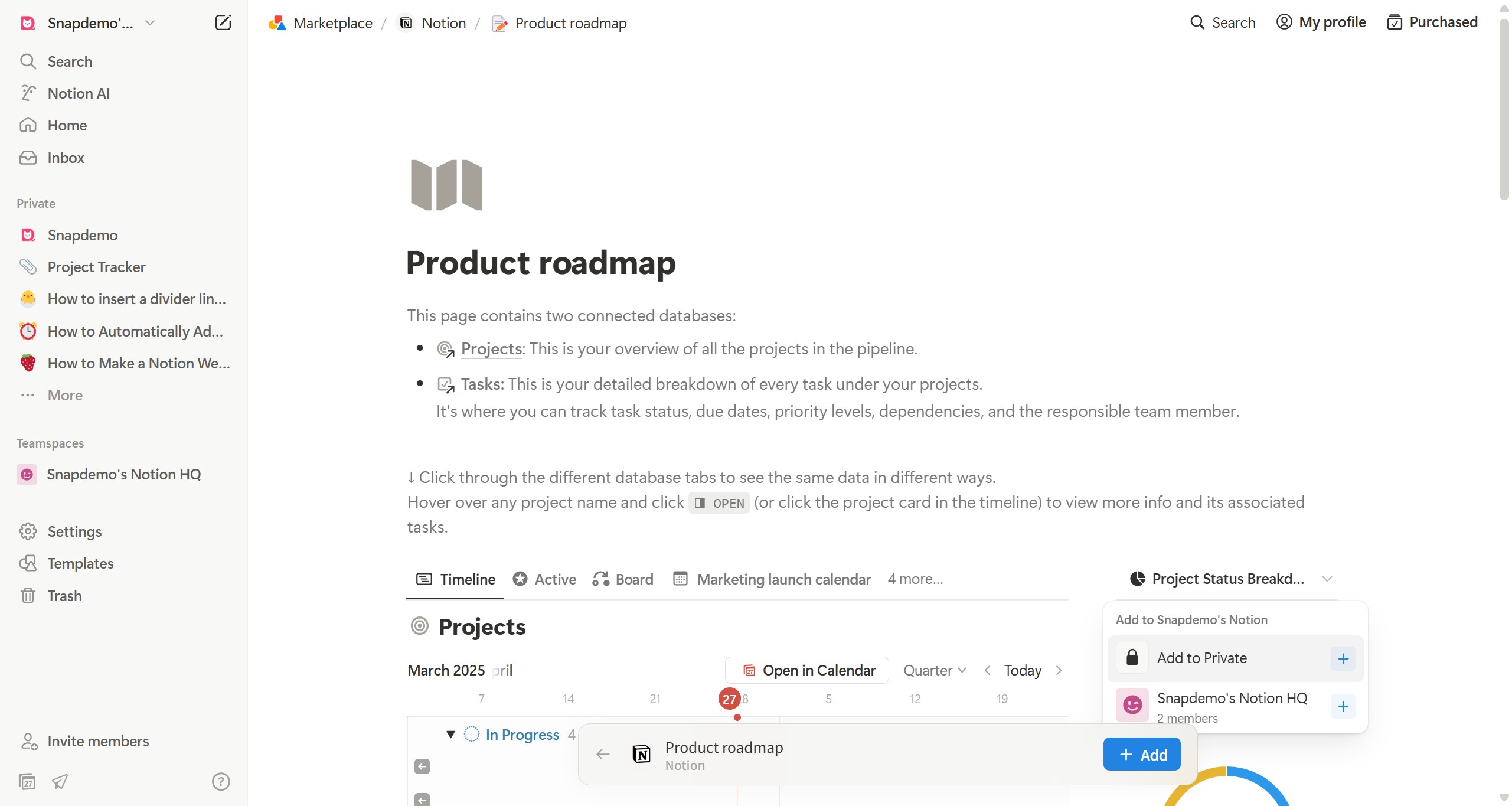 <p>You can choose which workspace to add it to.</p>
