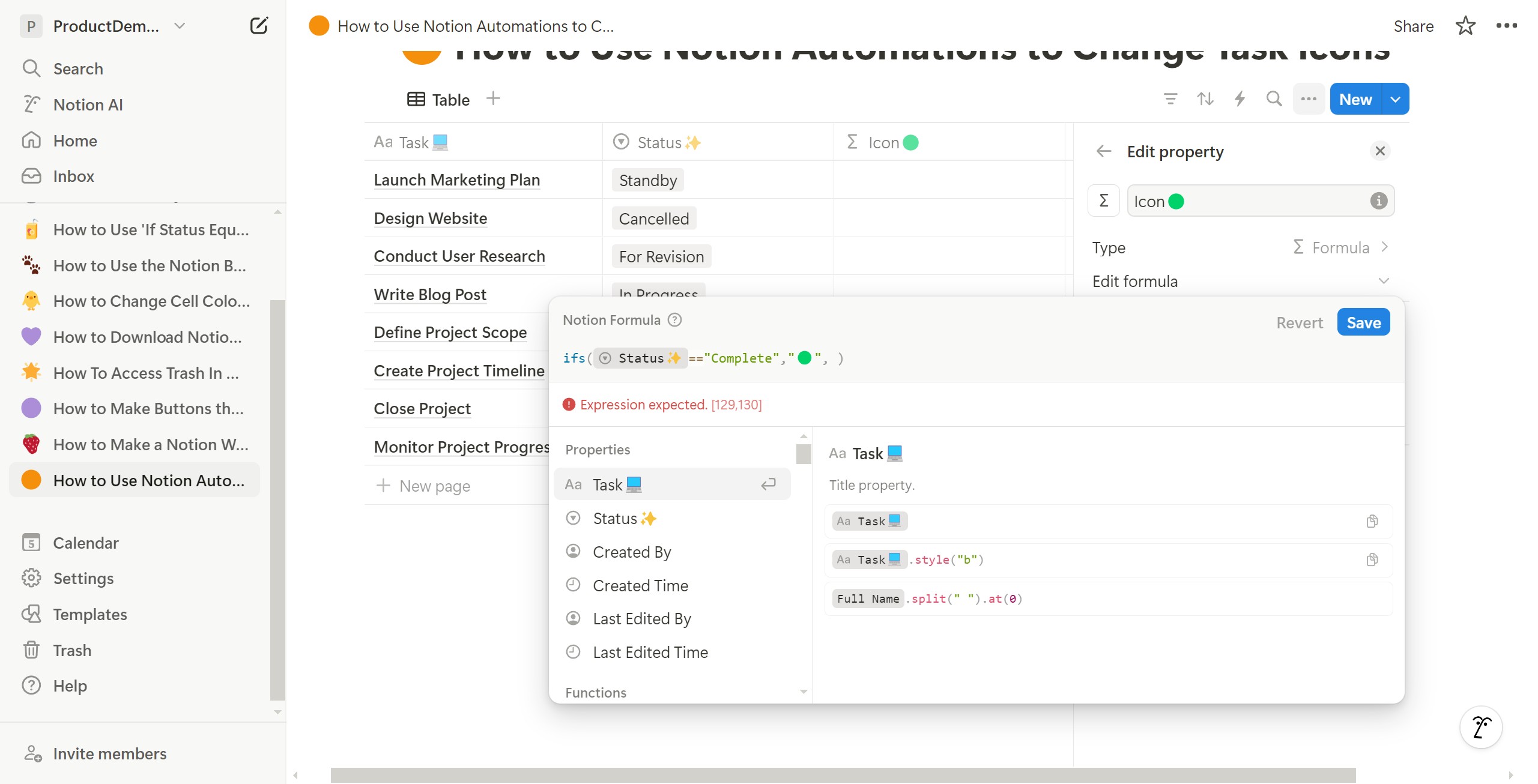 <p>Start entering conditions: If the status is a specific value, then display this.</p>