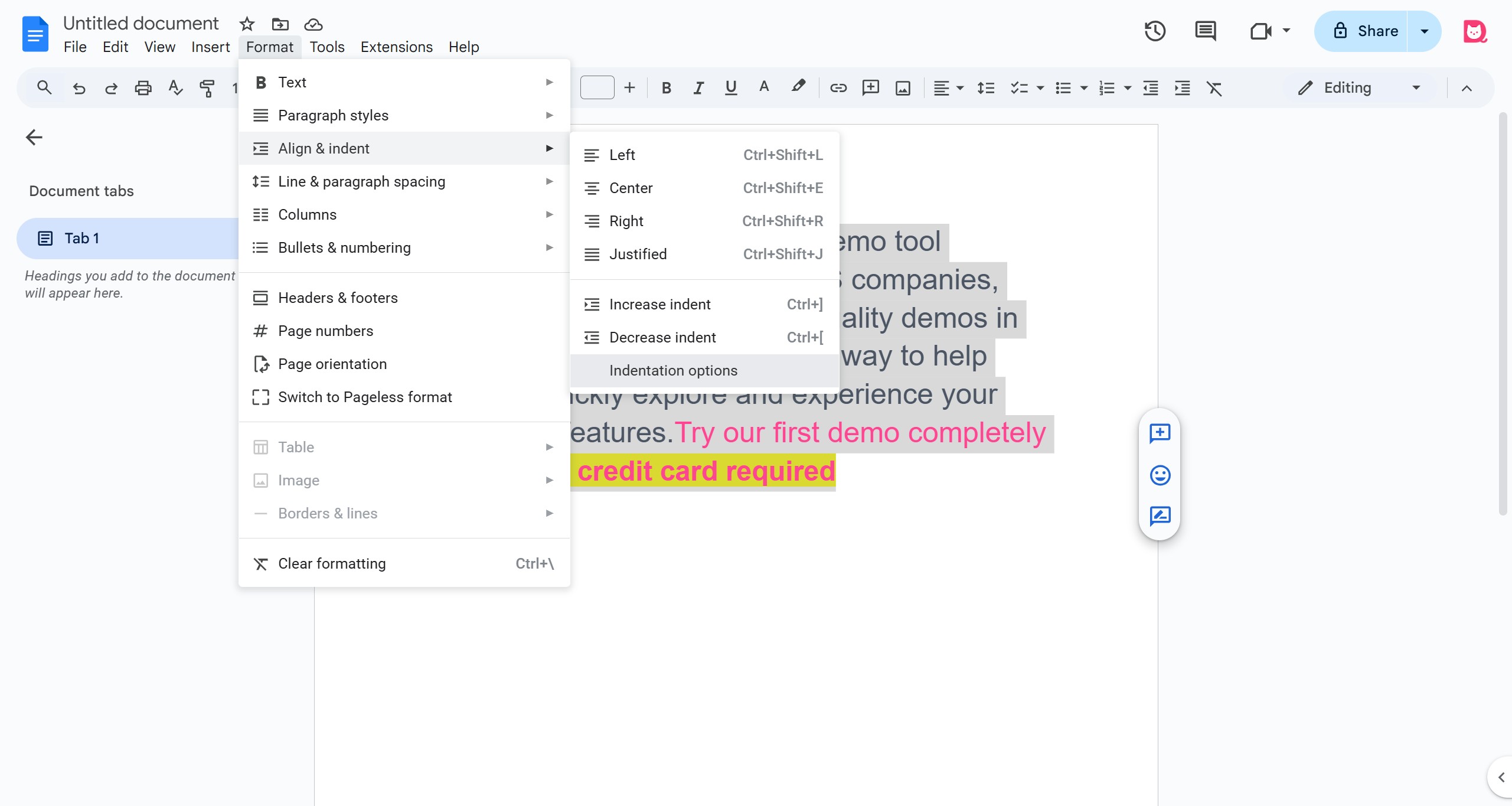 <p>Click Indentation options.</p>