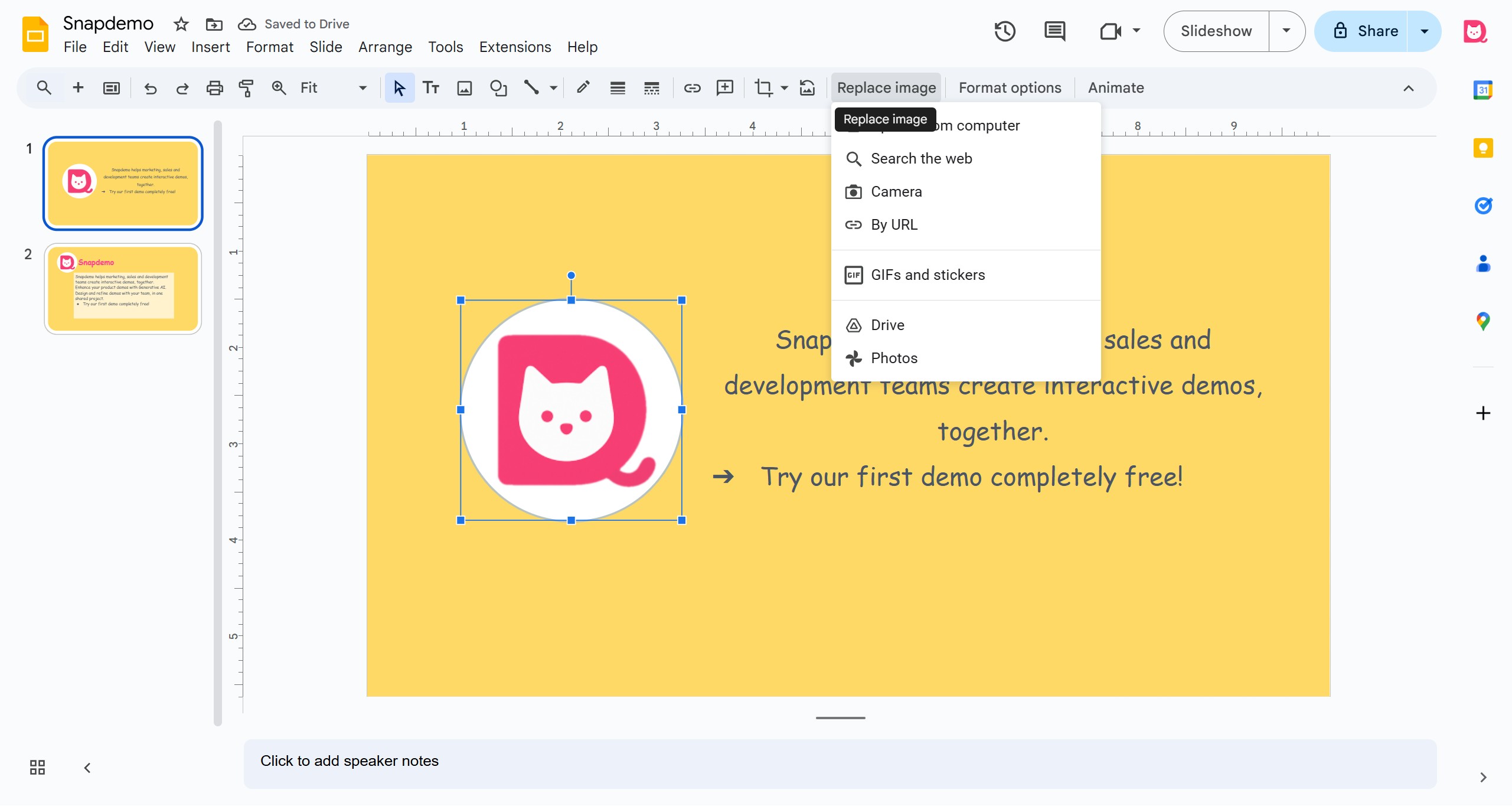 <p>If you have set the format but want to change the image, click the Replace Image.</p>