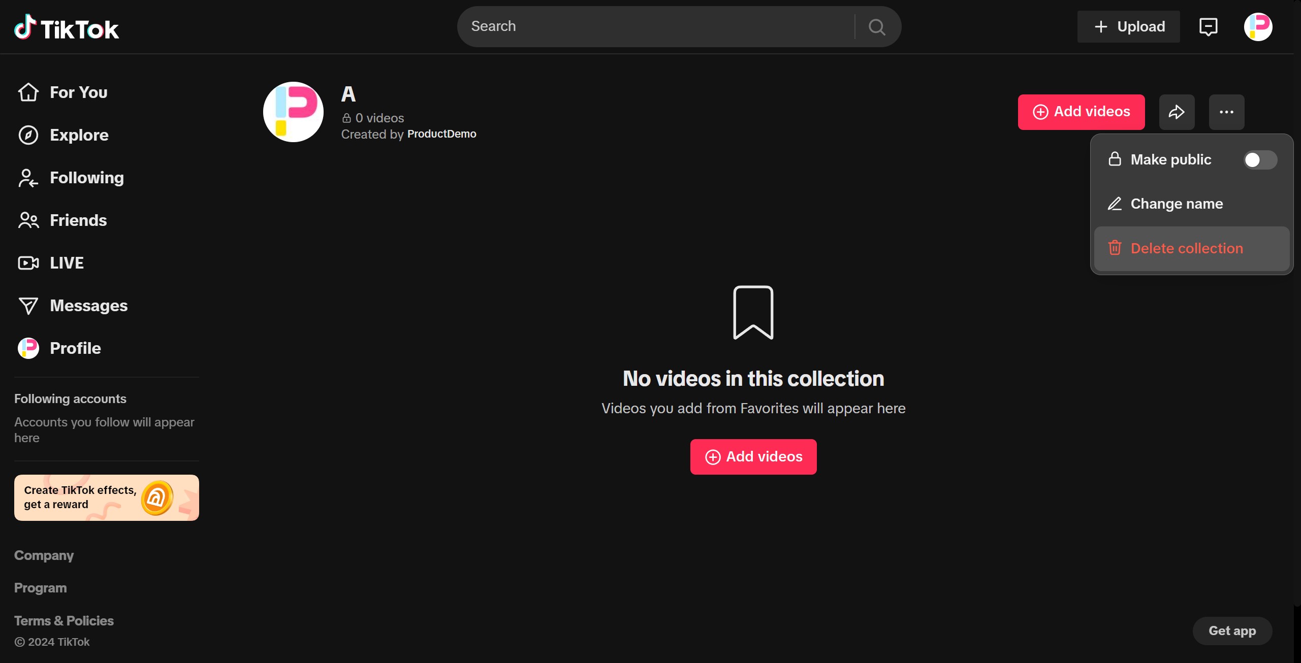 <p>Click Delete collection</p>