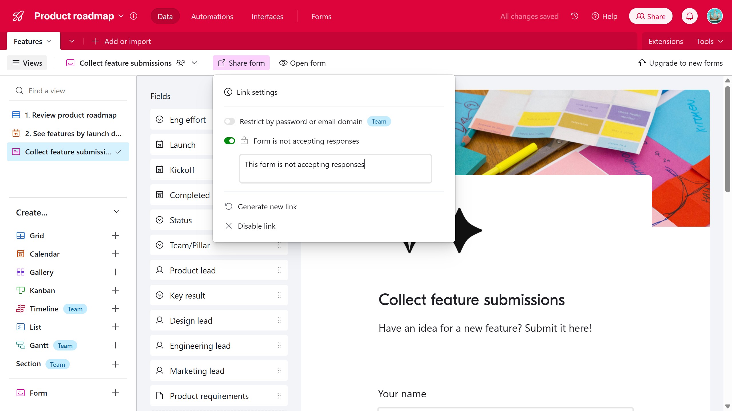 <p>You can write a message here to let users know that the form has been closed.</p>