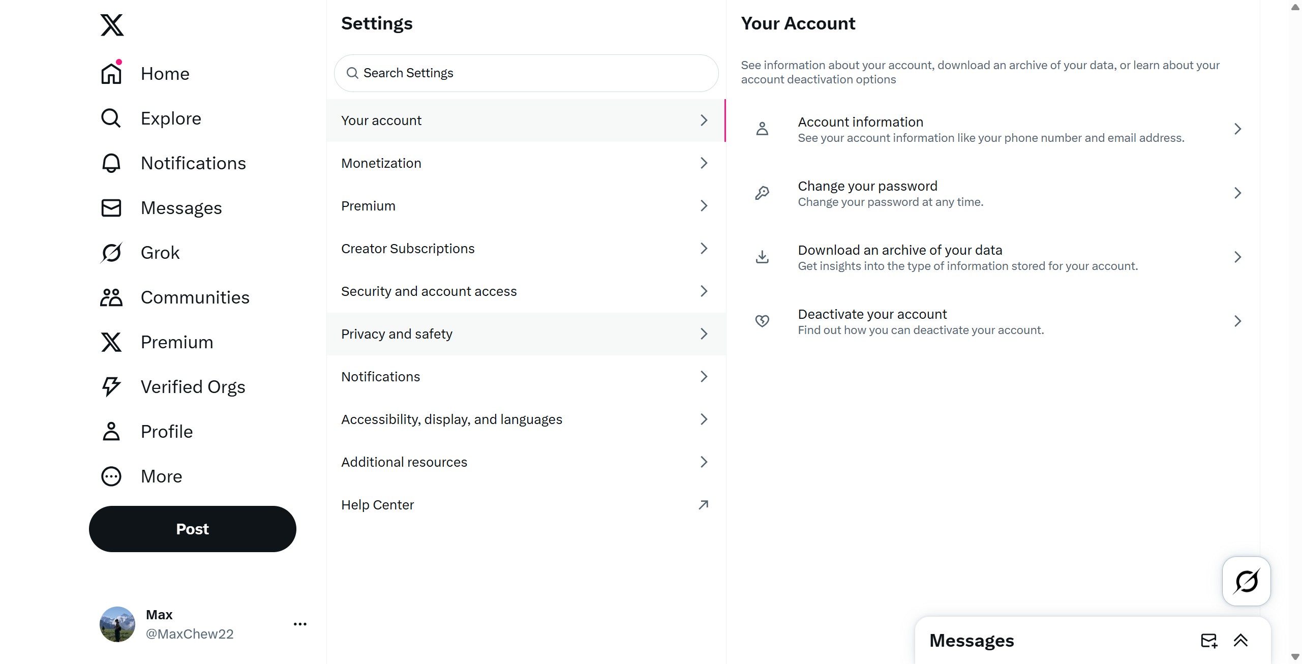 <p>Click Privacy and safety.</p>