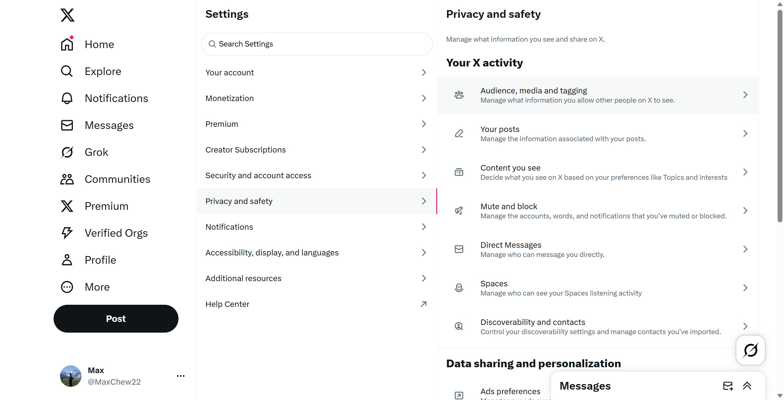 <p>Click Audience, media and tagging.</p>