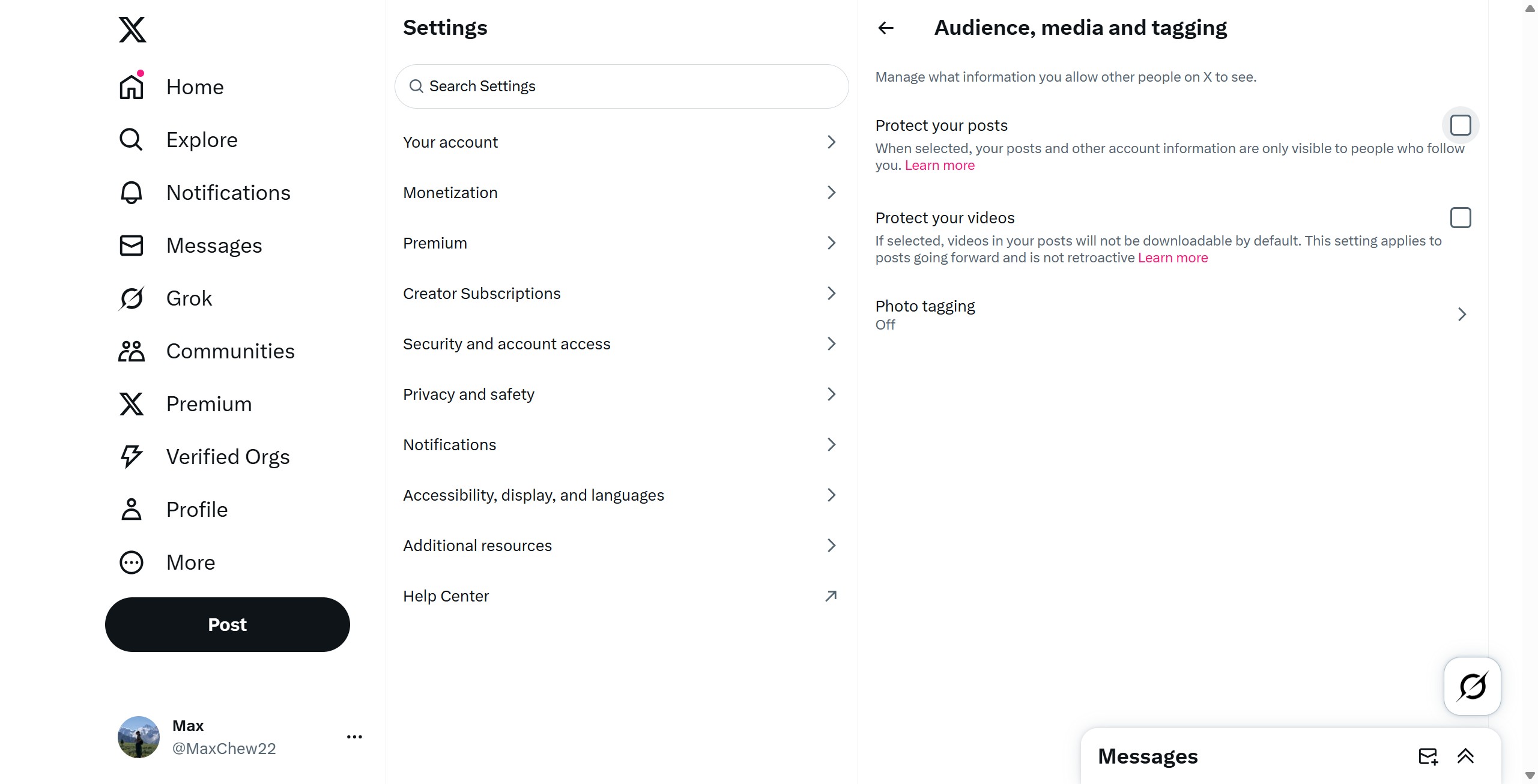 <p>check the box to make your posts private</p>