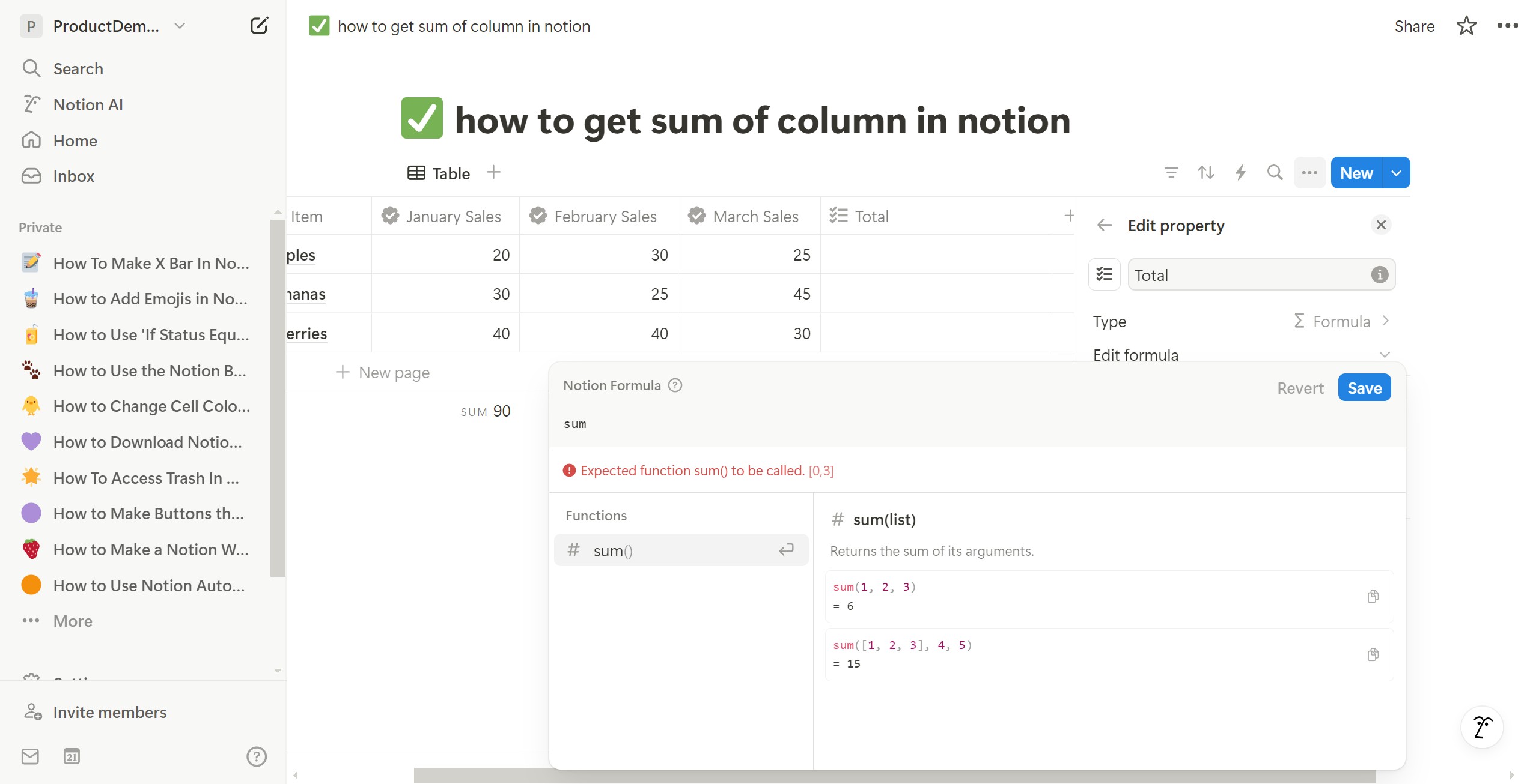 <p>Type &quot;sum&quot; and select it.</p>