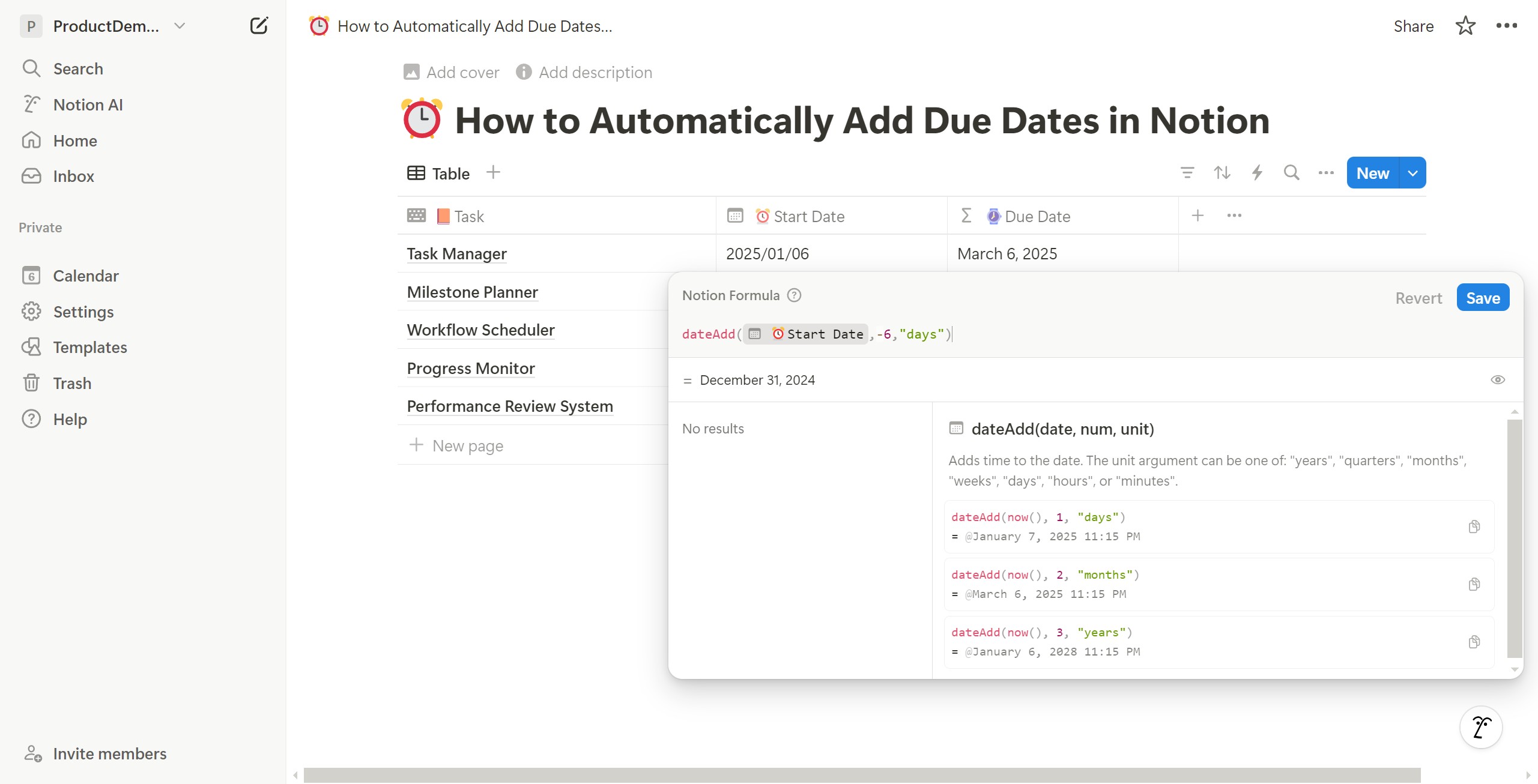 <p>Click dateAdd(
⏰Start Date,-6,"days")
</p>