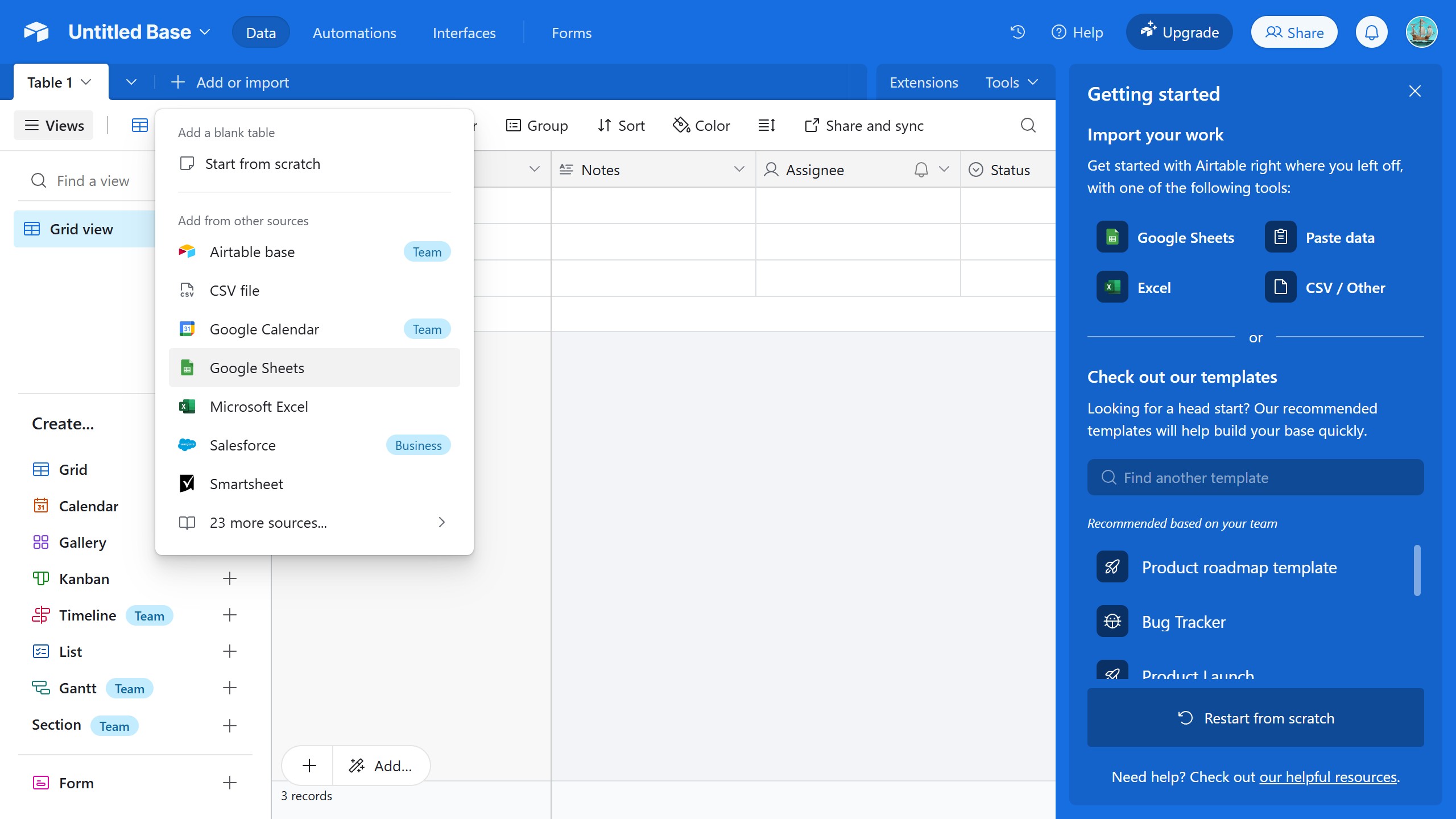 <p>Click "Google Sheets"</p>