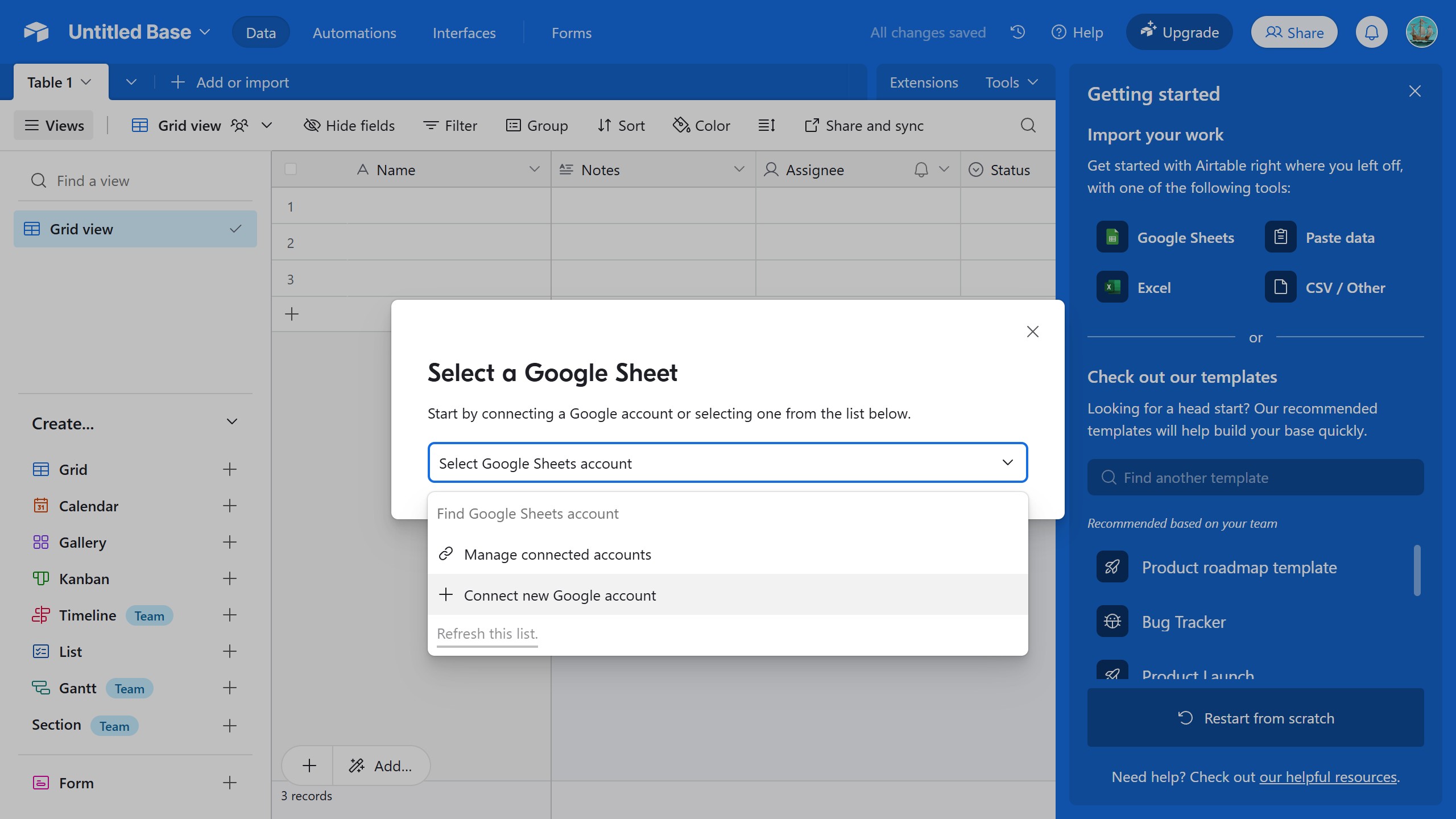 <p>If you do not connect a Google account, click here to connect.</p>