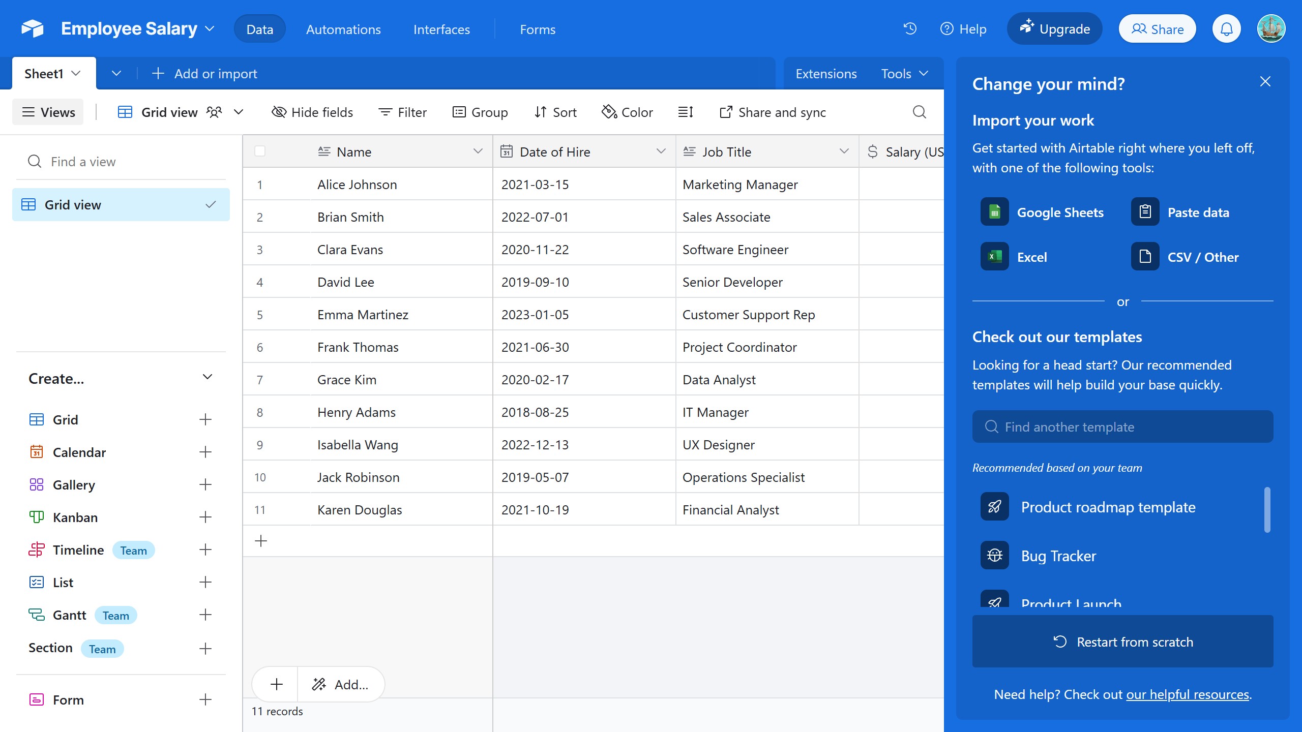 <p>Your Google sheet imported.</p>